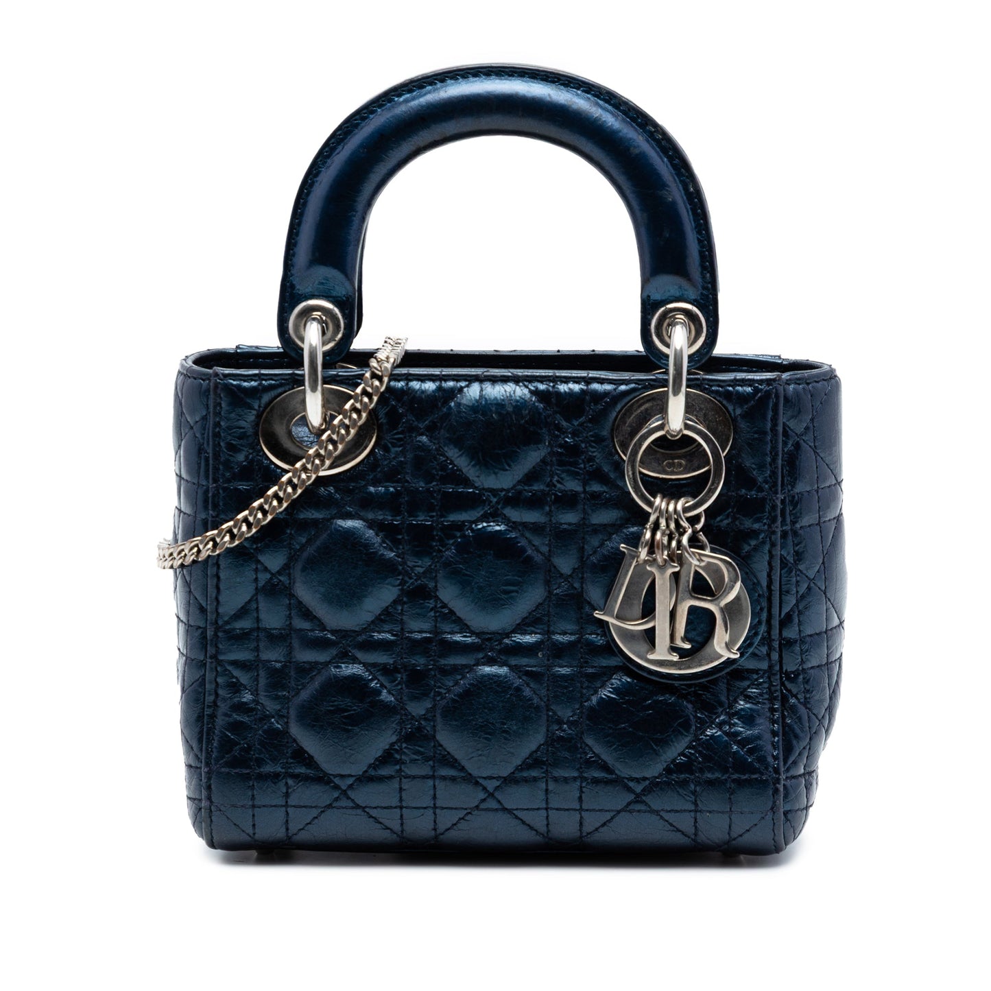 Mini Metallic Calfskin Cannage Lady Dior