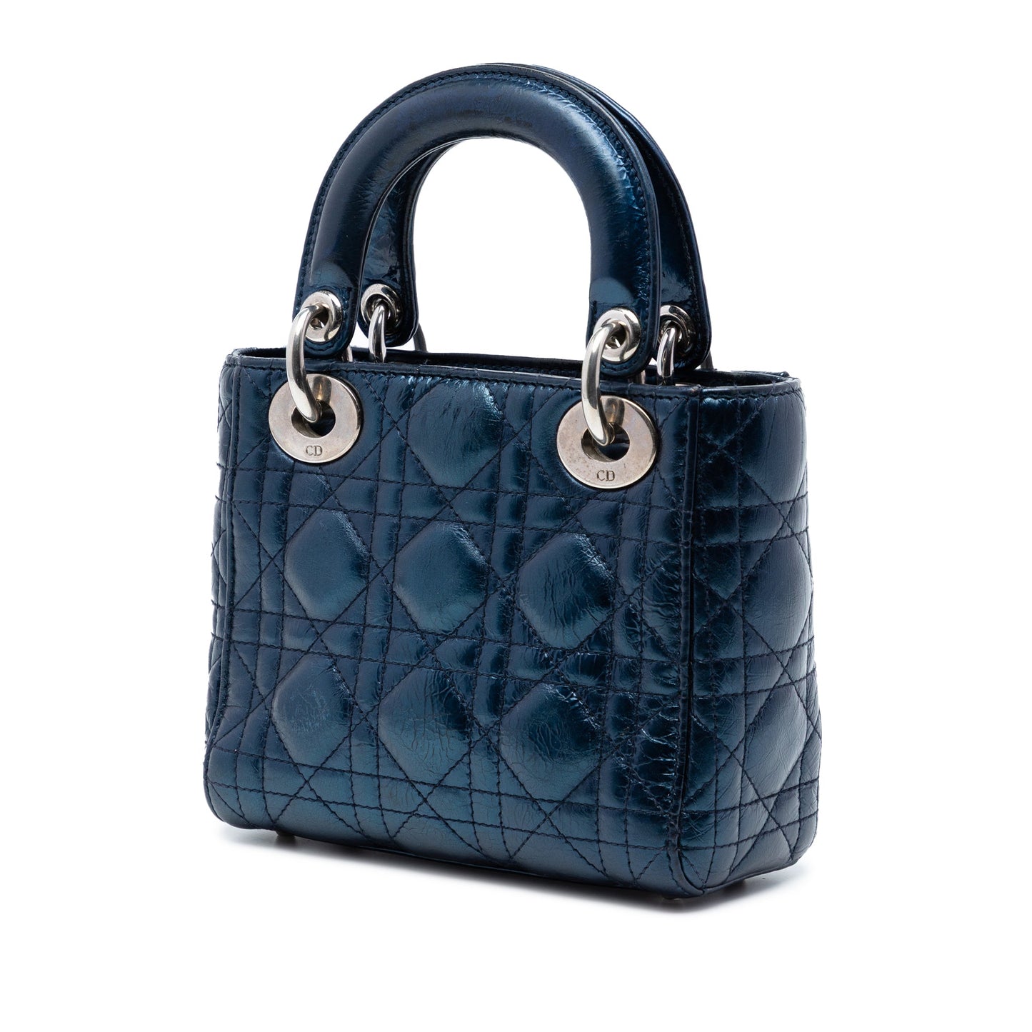 Mini Metallic Calfskin Cannage Lady Dior