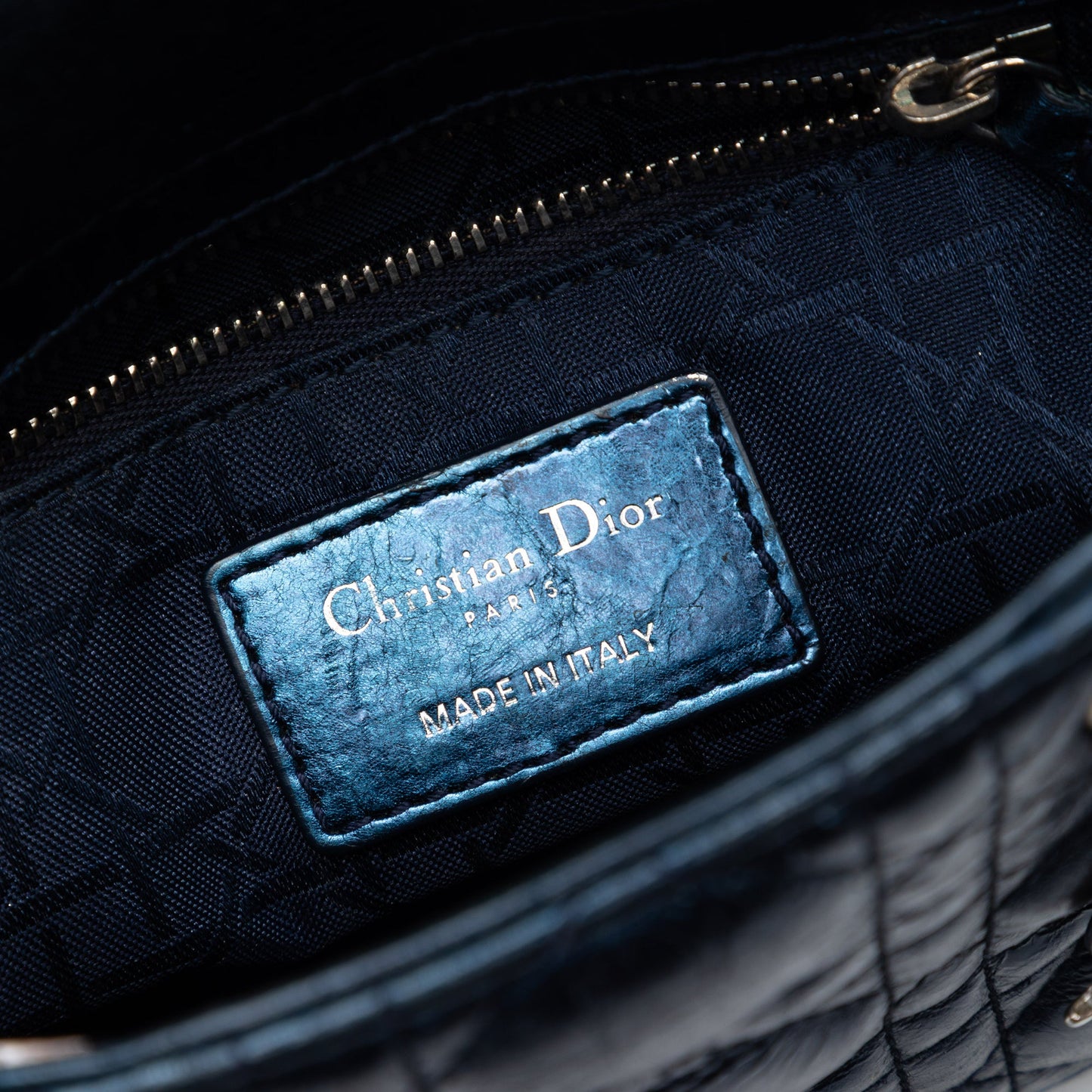 Mini Metallic Calfskin Cannage Lady Dior
