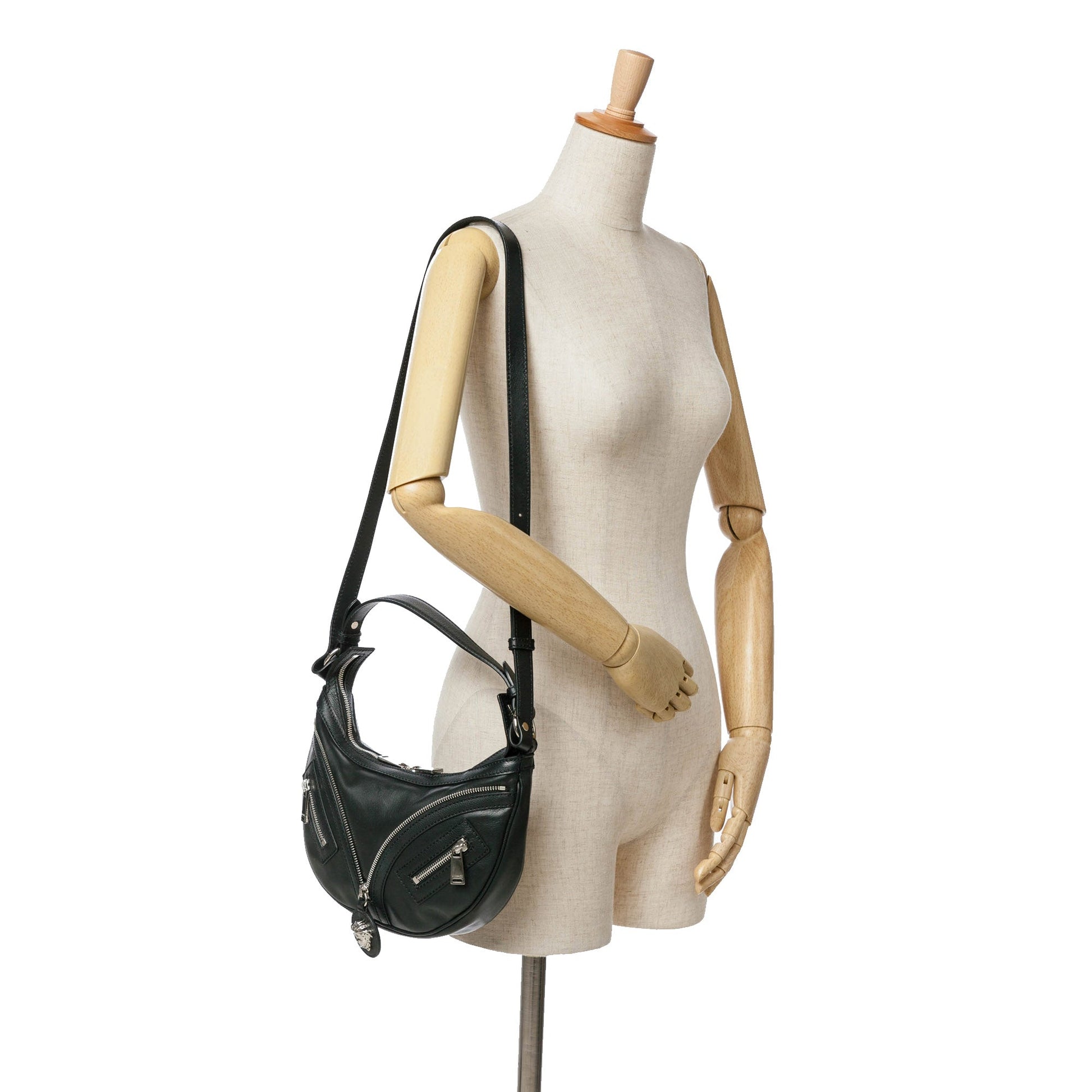 Versace Small Leather Repeat Satchel