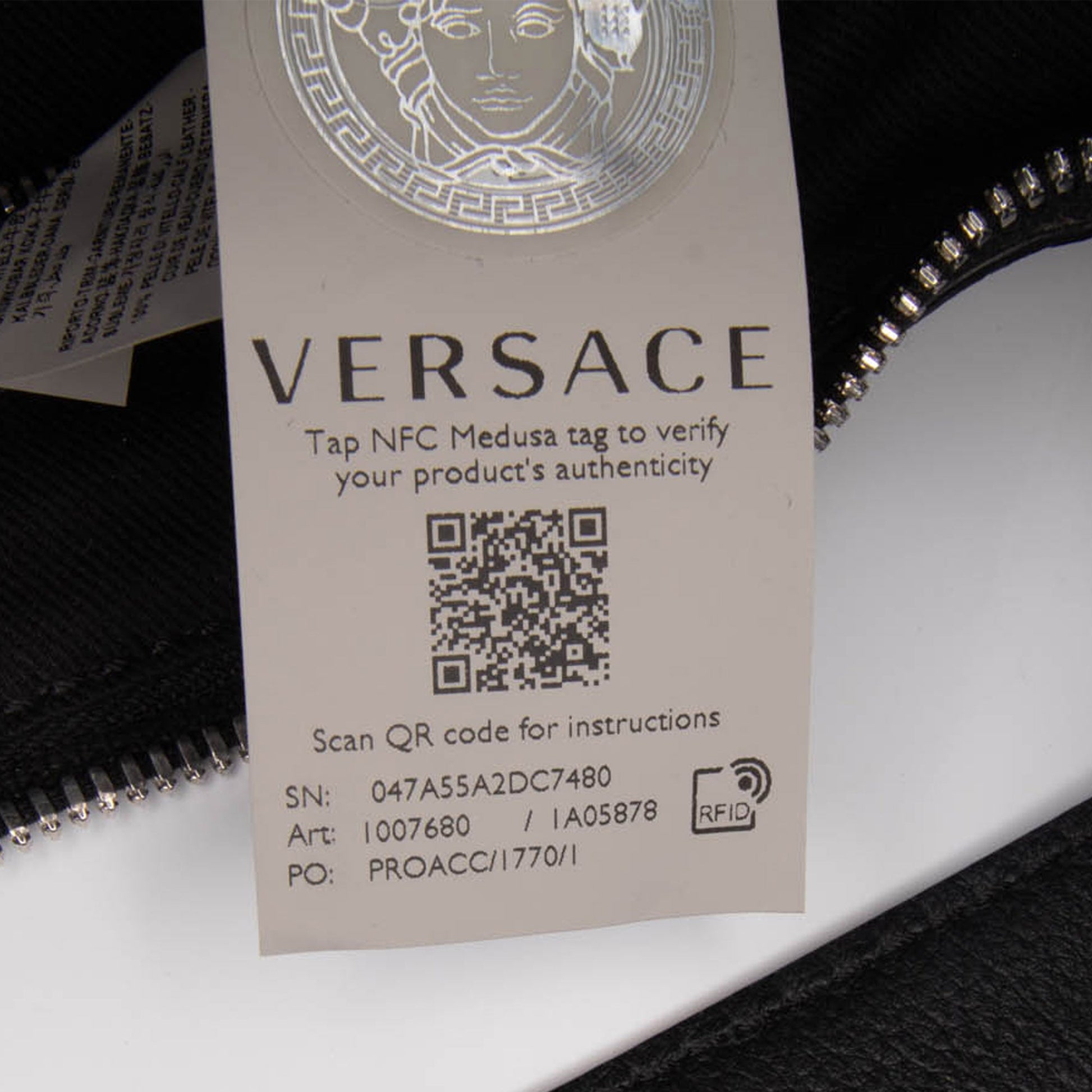 Versace Small Leather Repeat Satchel