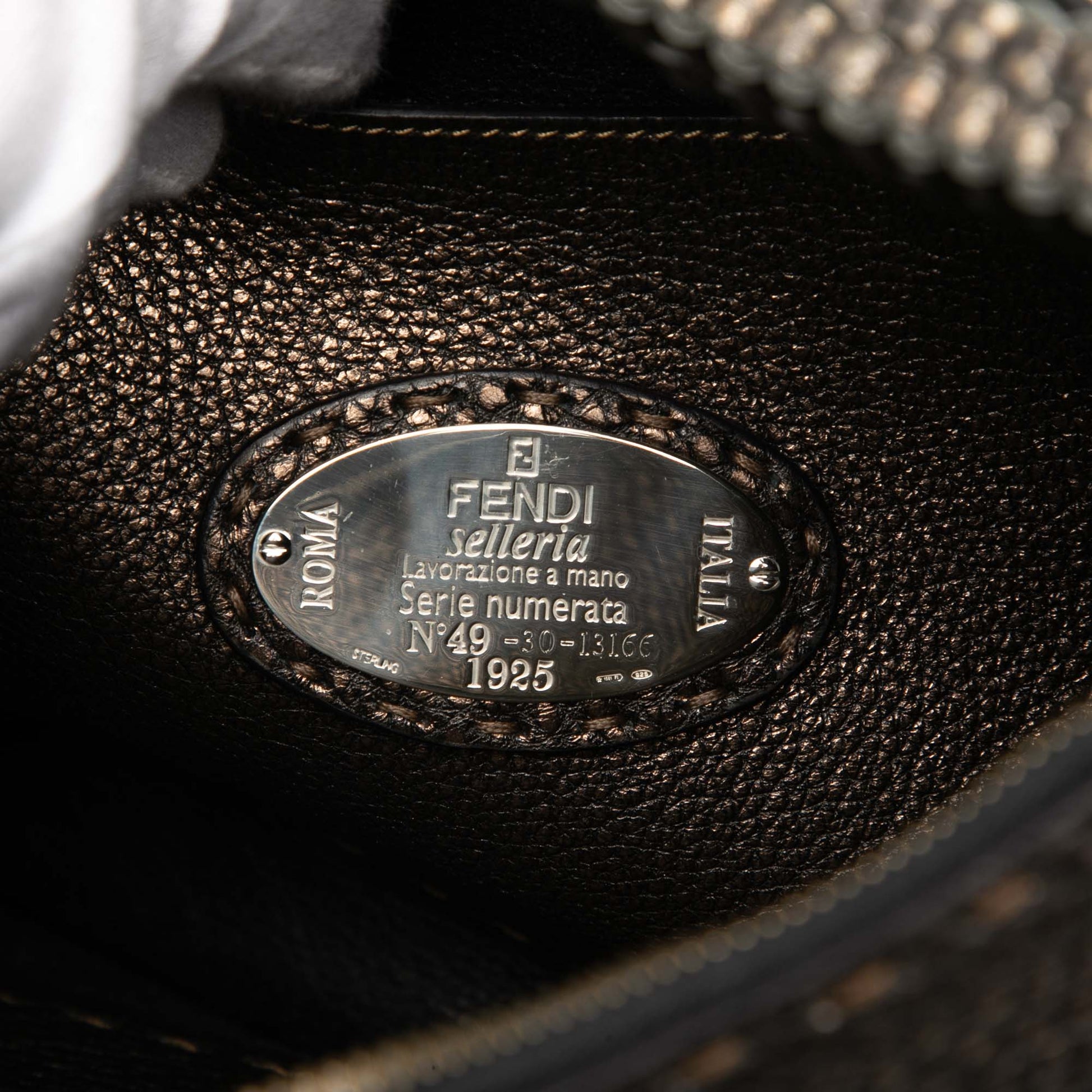 Fendi Metallic Pebbled Leather Selleria Shoulder Bag