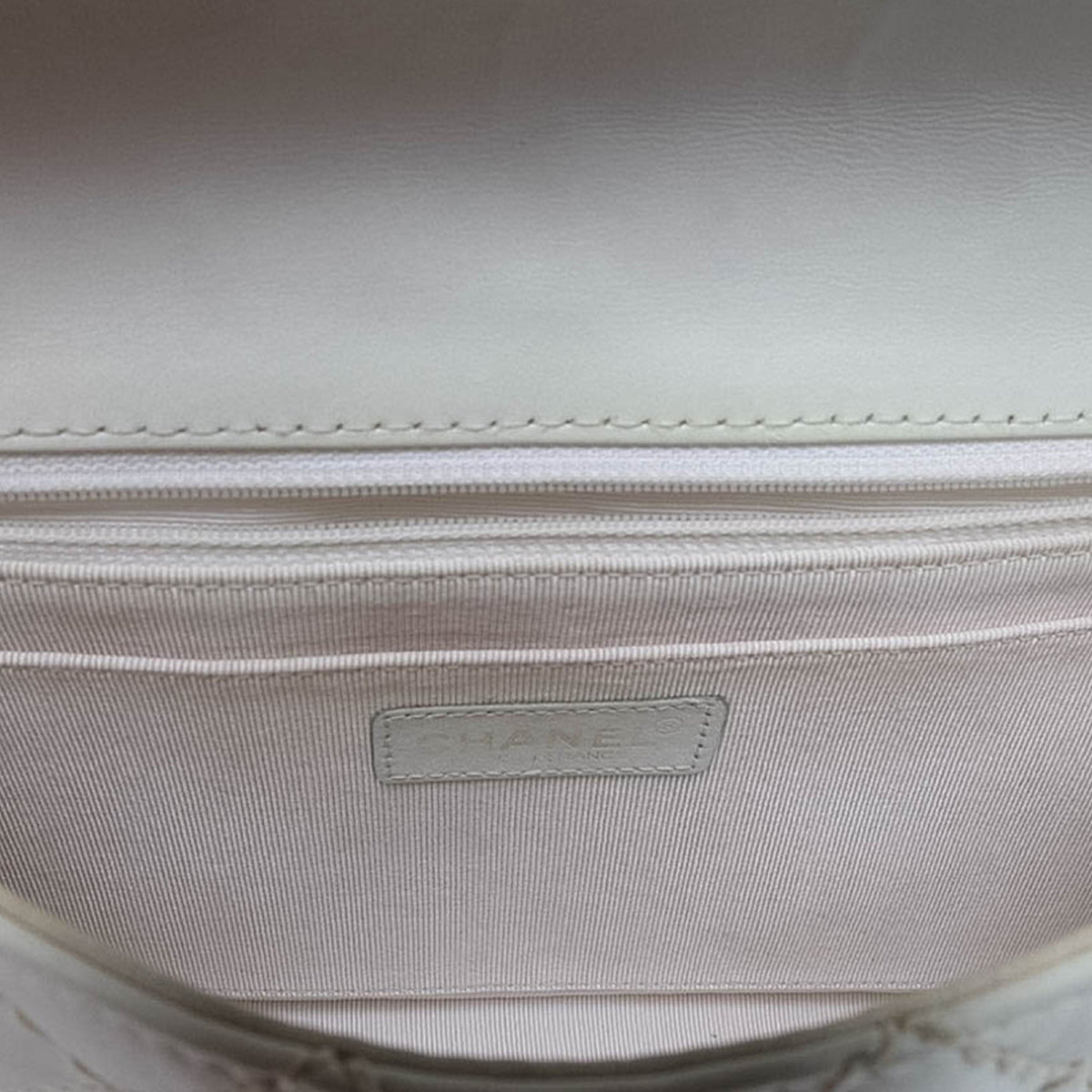 Chanel Medium Lambskin Wild Stitch Single Flap — White