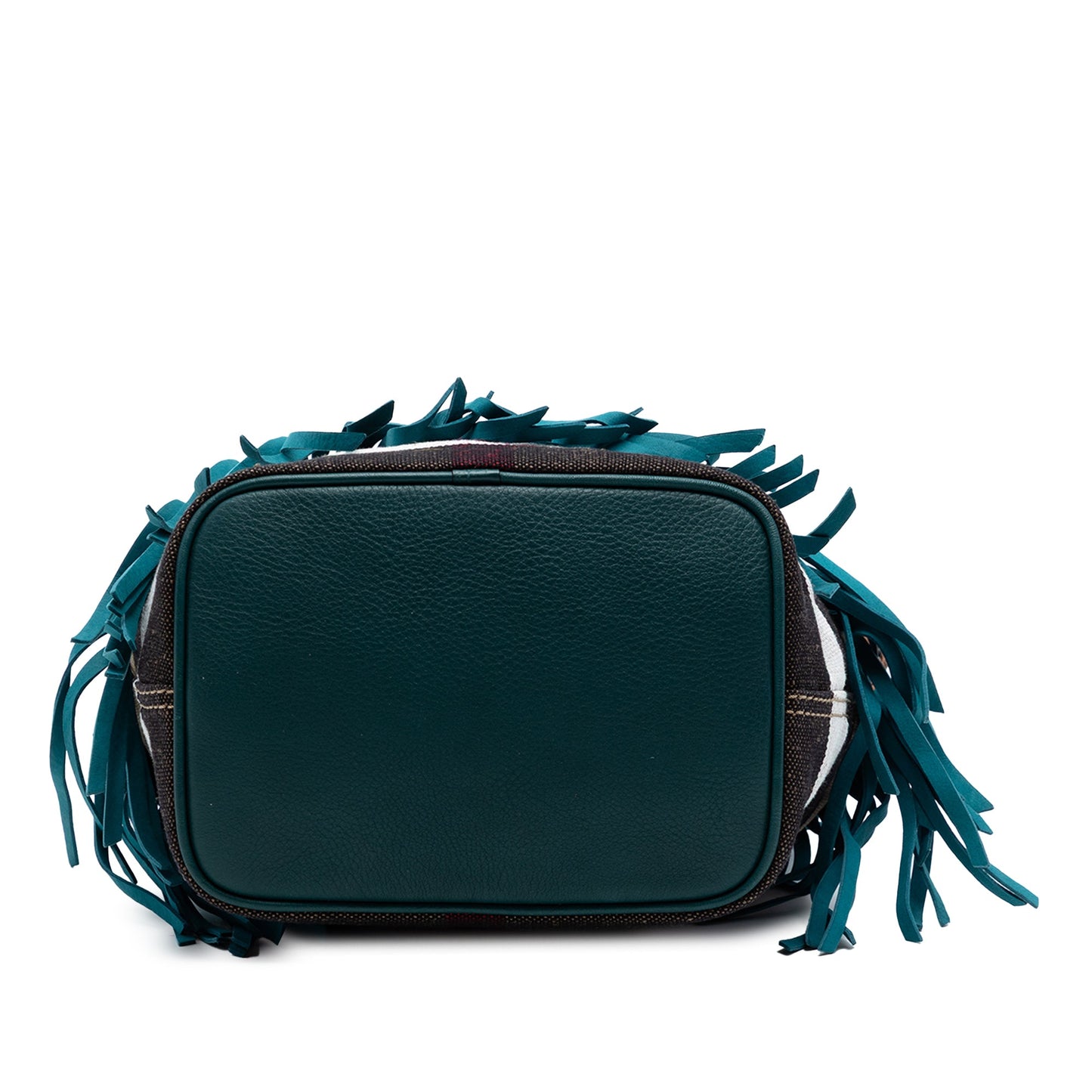 Burberry Small Mega Check Canvas and Suede Fringe Belgrove Bucket Bag