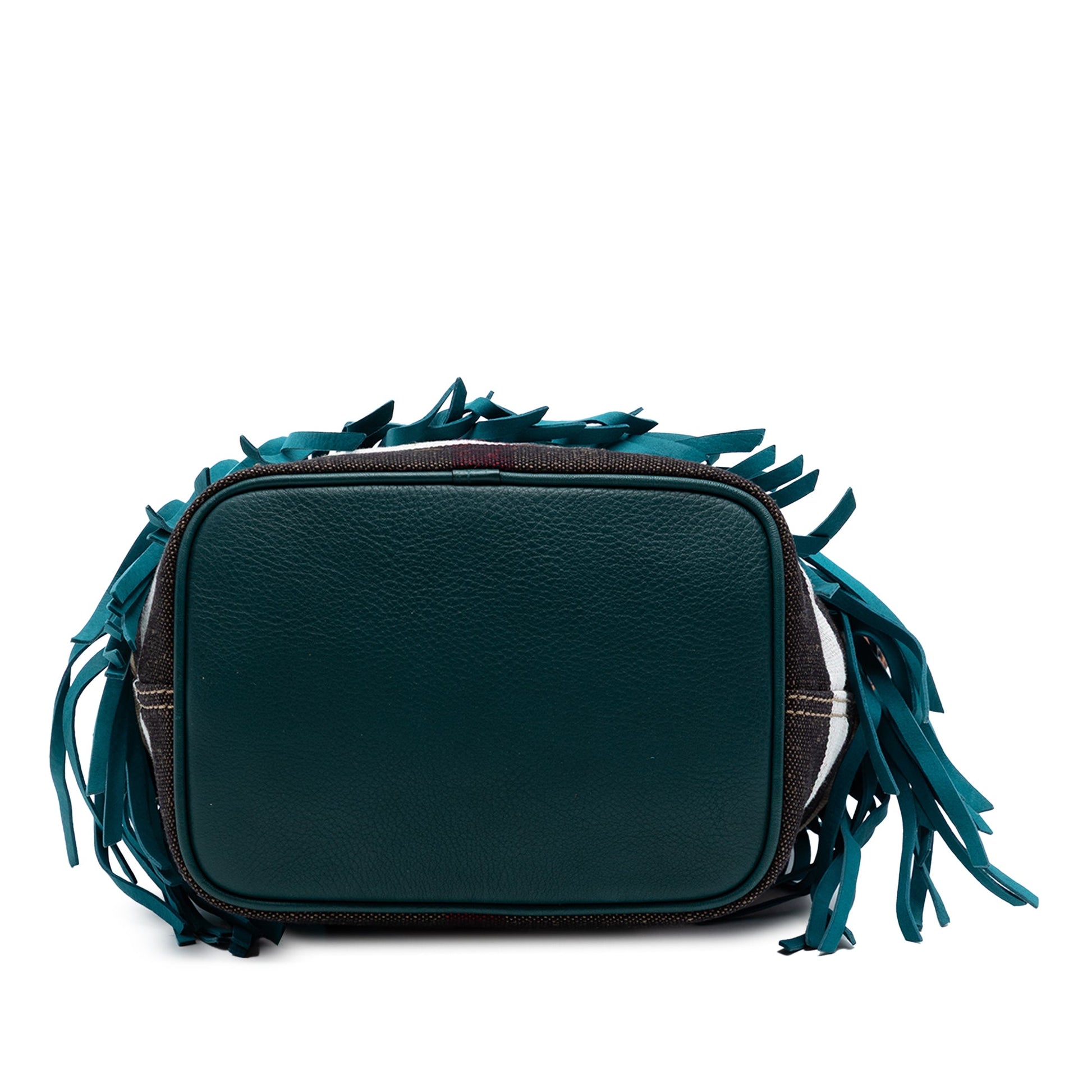 Burberry Small Mega Check Canvas and Suede Fringe Belgrove Bucket Bag
