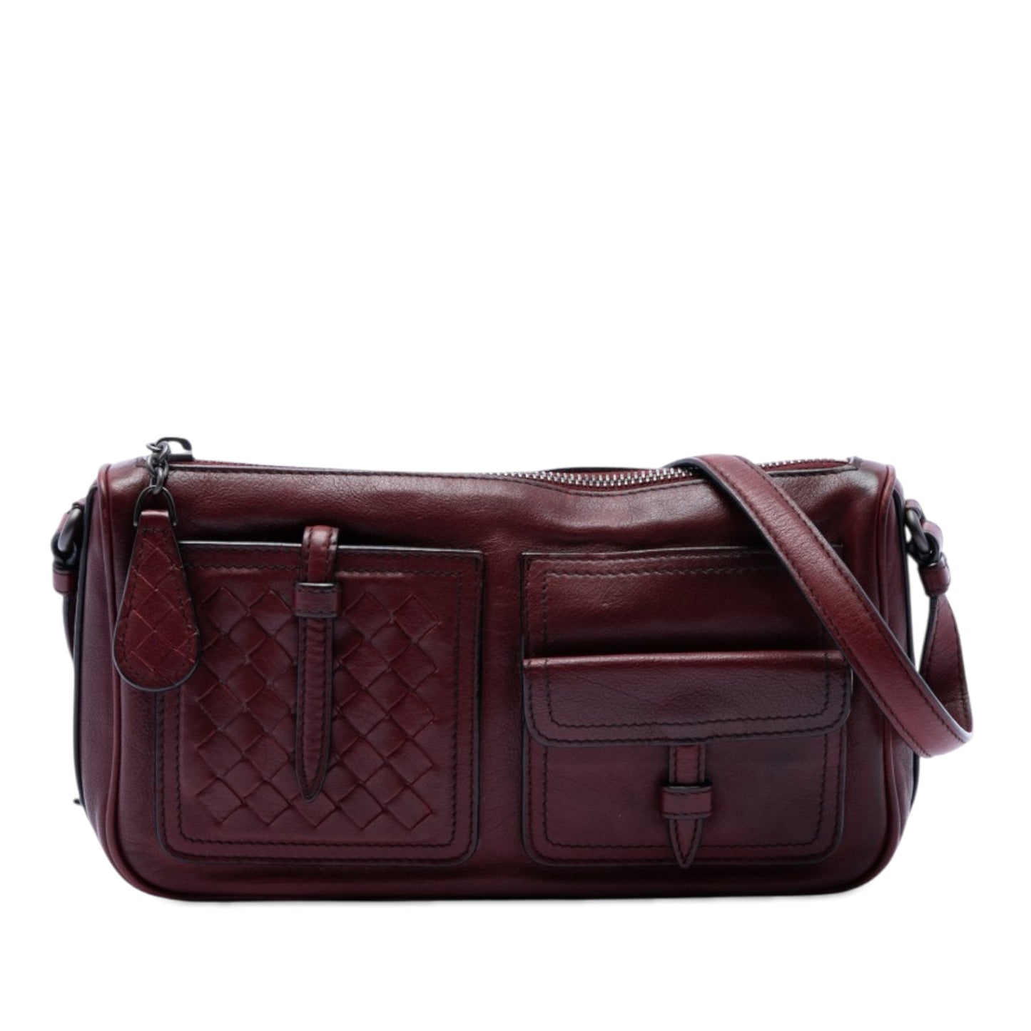 Bottega Veneta Intrecciato Trimmed Multi Pocket Leather Shoulder Bag