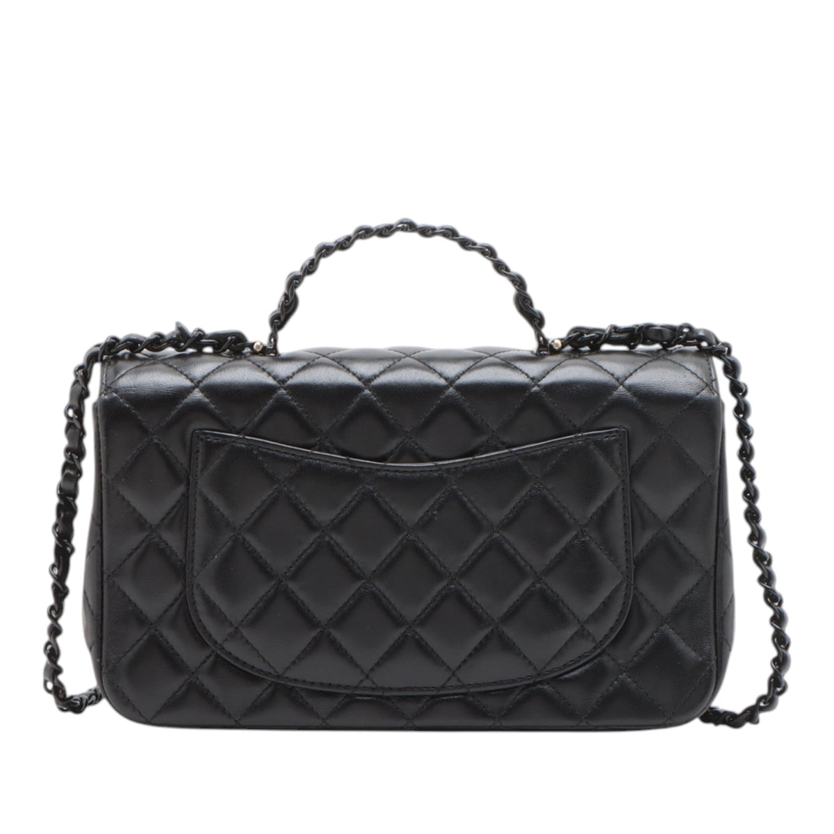 Chanel Mini Rectangular Quilted Lambskin Top Handle Flap — Black
