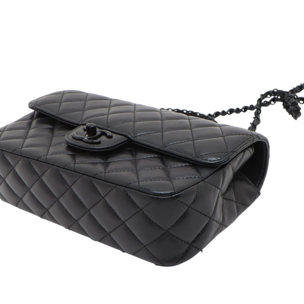 Chanel Mini Rectangular Quilted Lambskin Top Handle Flap — Black