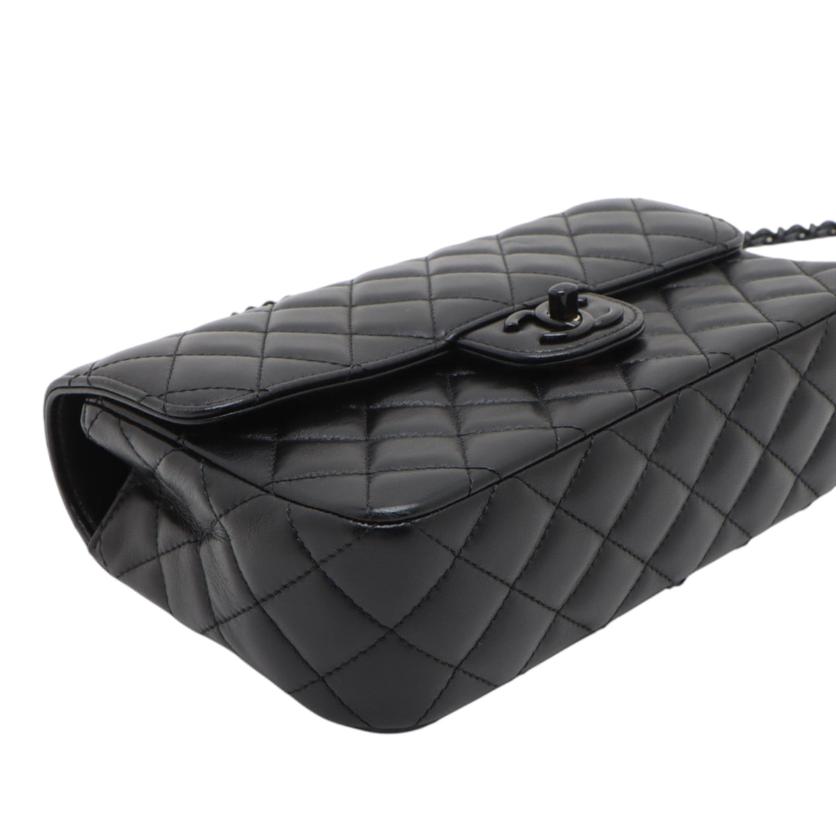 Chanel Mini Rectangular Quilted Lambskin Top Handle Flap — Black