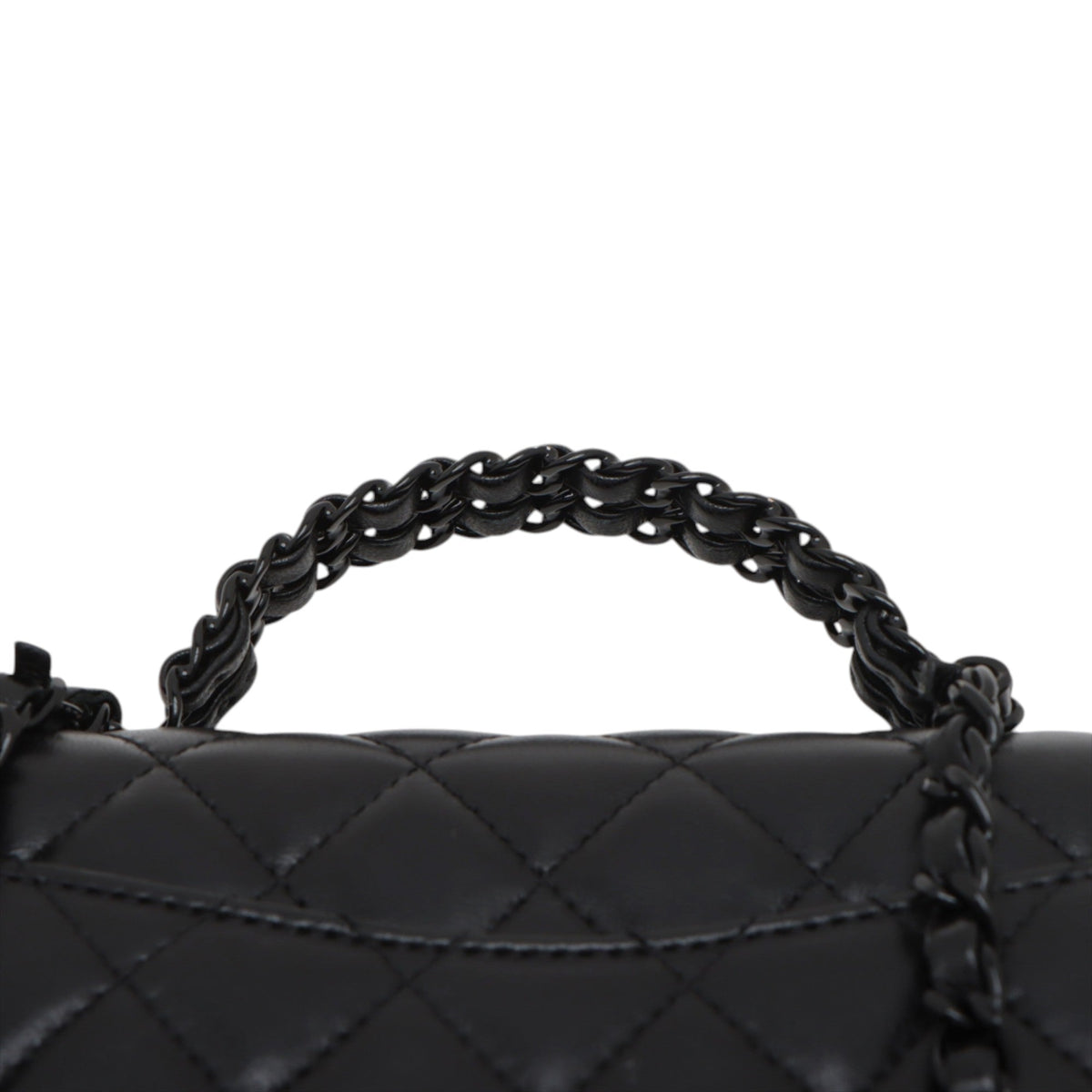 Chanel Mini Rectangular Quilted Lambskin Top Handle Flap — Black