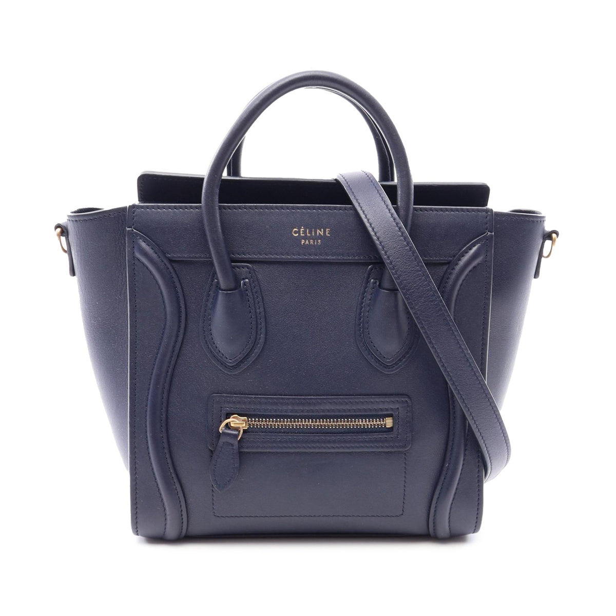 Celine Nano Leather Luggage Tote — Blue