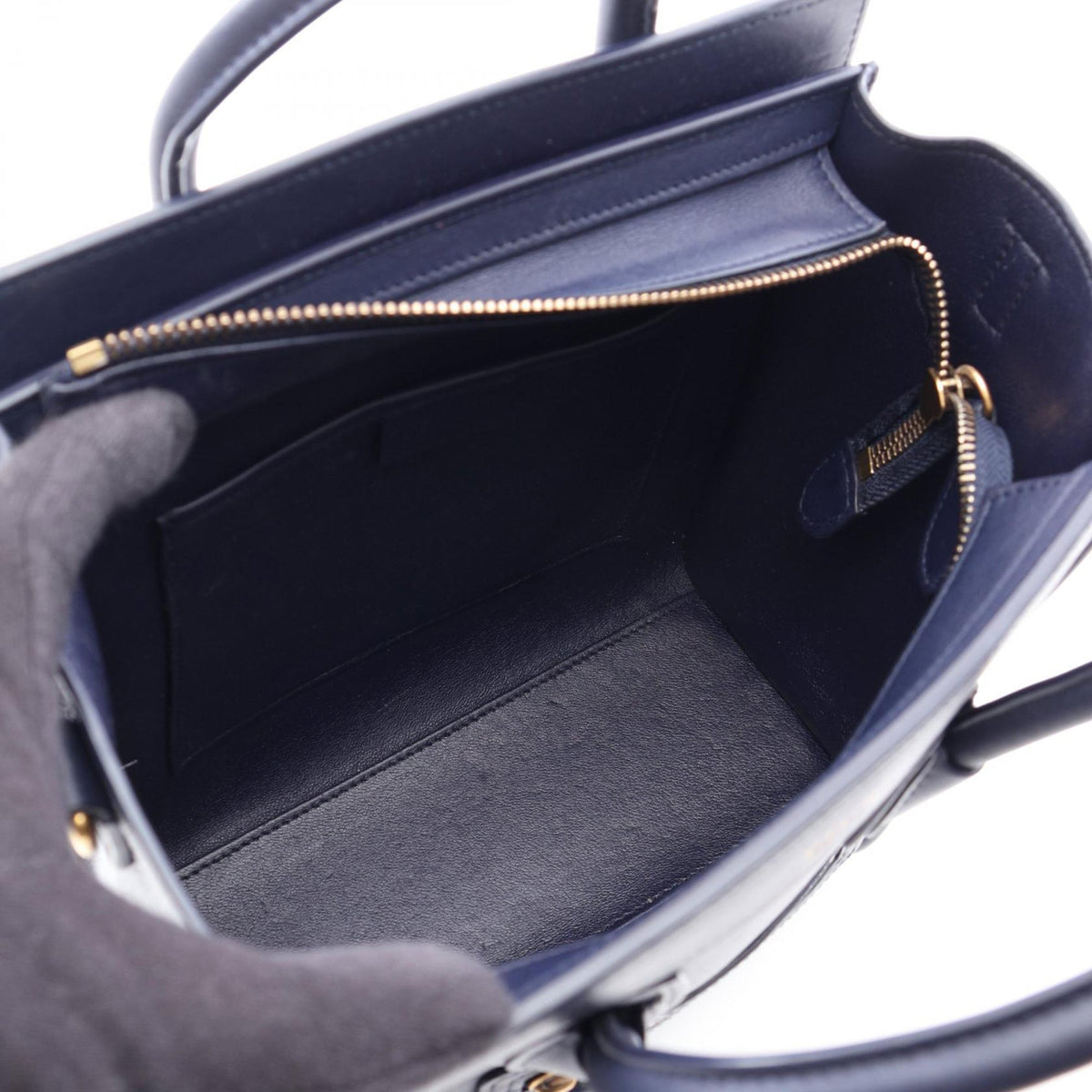 Celine Nano Leather Luggage Tote — Blue