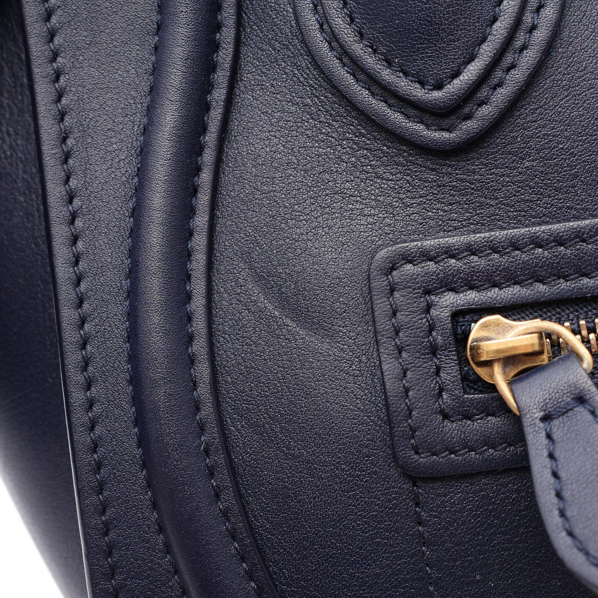 Celine Nano Leather Luggage Tote — Blue
