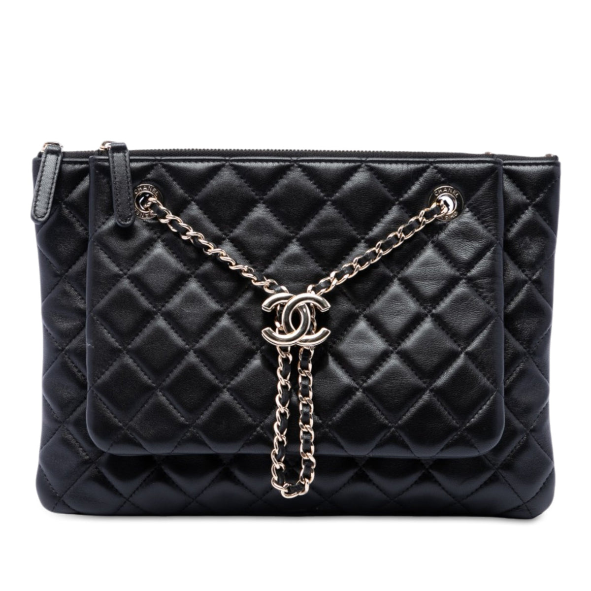 Chanel CC Quilted Lambskin Double Zip Crossbody