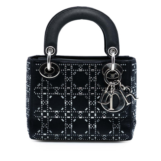 Dior Mini Satin Cannage Strass Crystal Embellished Lady Dior