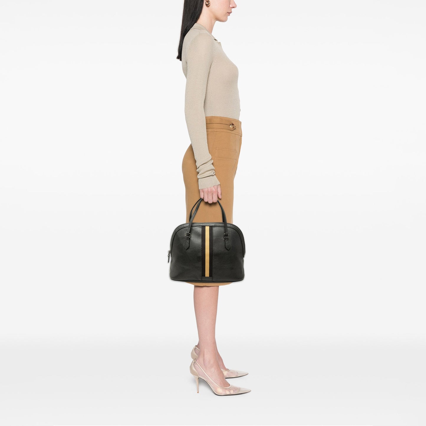Gucci Medium Calfskin Web Dome Satchel
