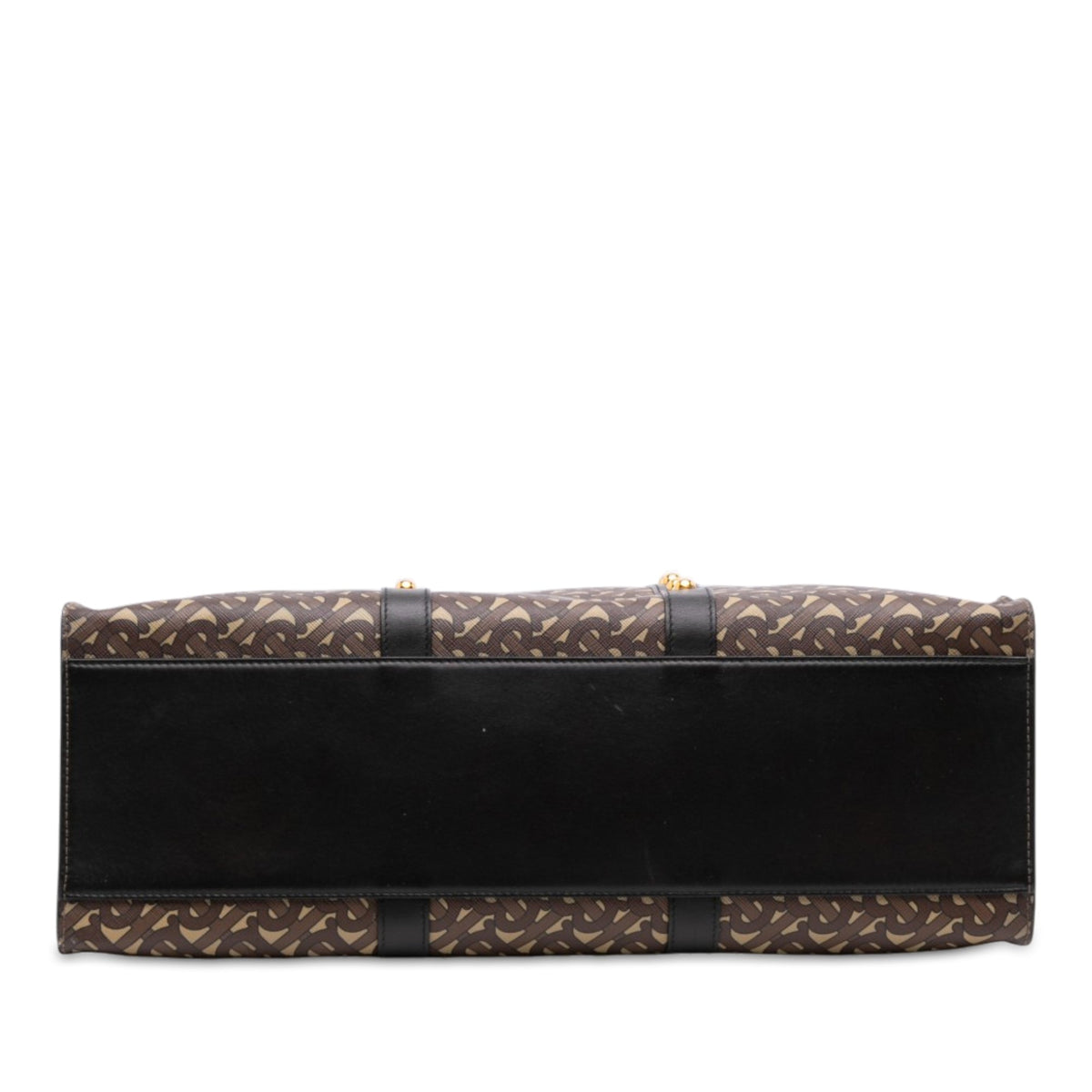 Burberry TB Monogram E Canvas and Studded Leather Horizontal Tote — Brown