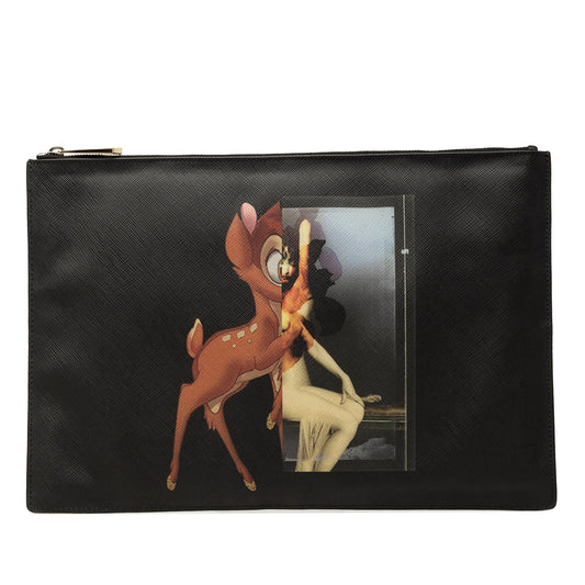 Givenchy Bambi Printed Leather Zip Clutch