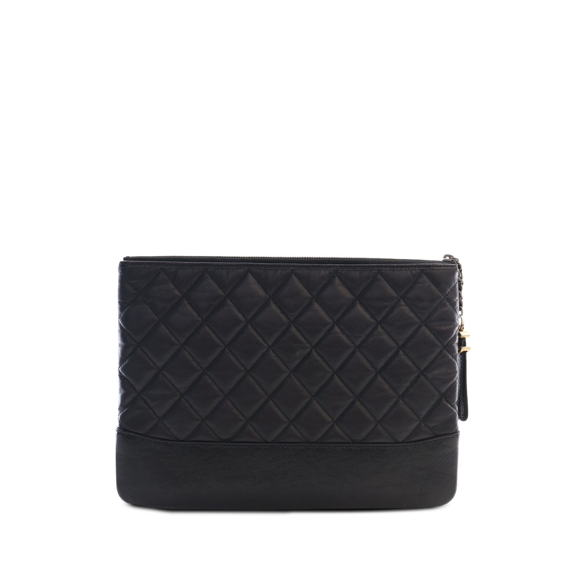 Chanel Medium Quilted Aged Calfskin Gabrielle O Case Clutch — Black