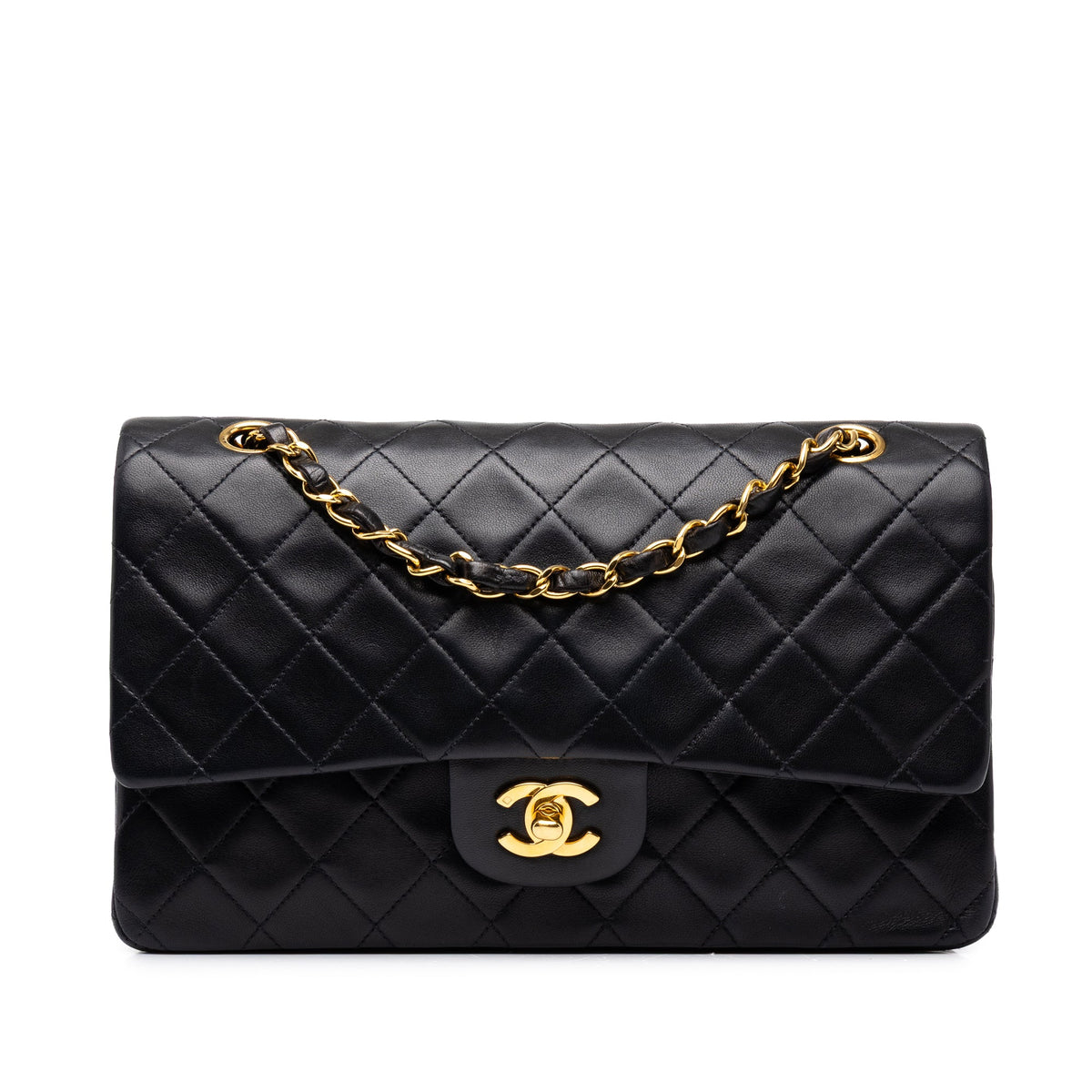 Chanel Medium Classic Lambskin Double Flap — Black
