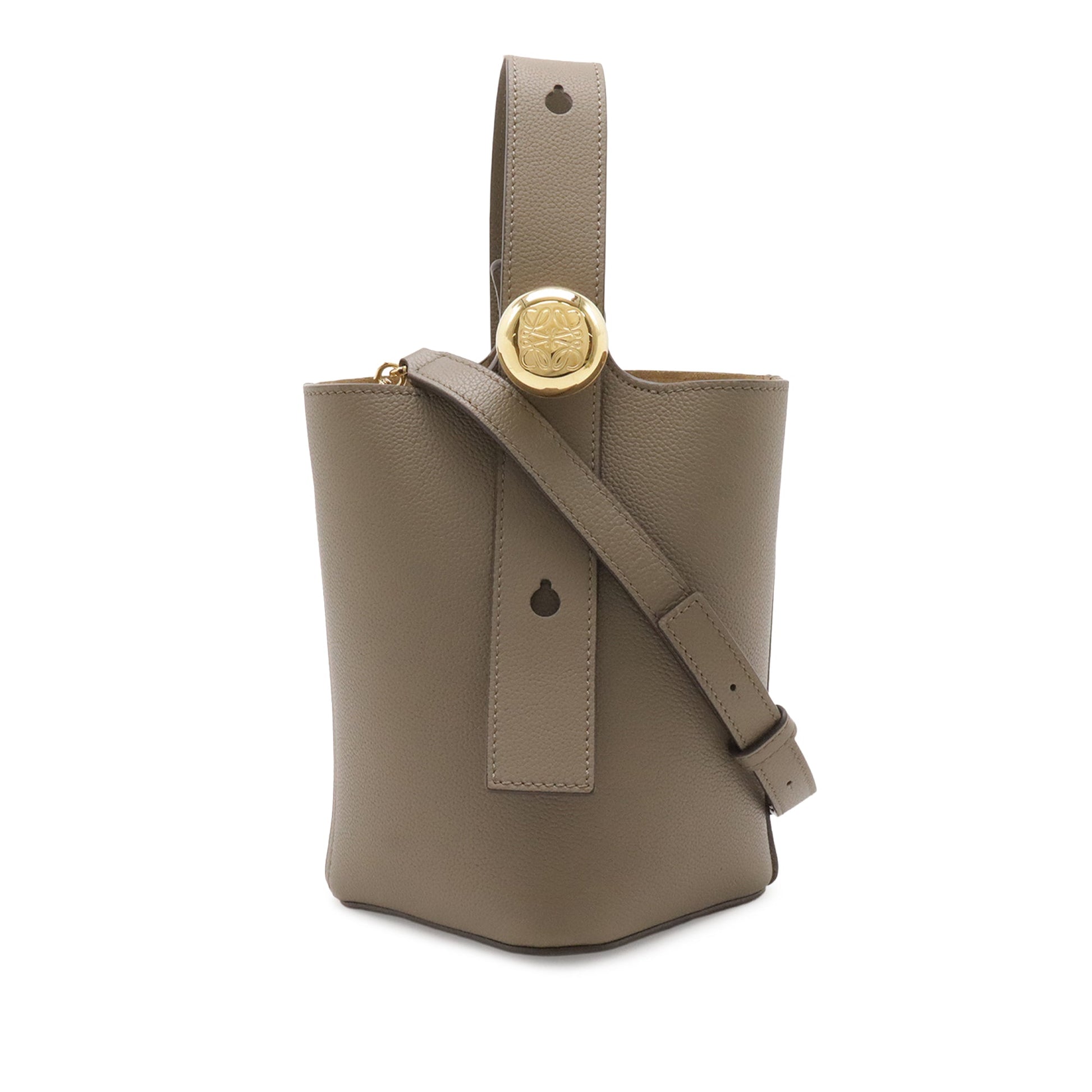 LOEWE Mini Leather Pebble Bucket Bag