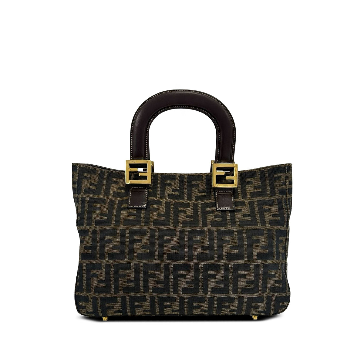 Fendi Zucca Canvas Handle Tote — Brown