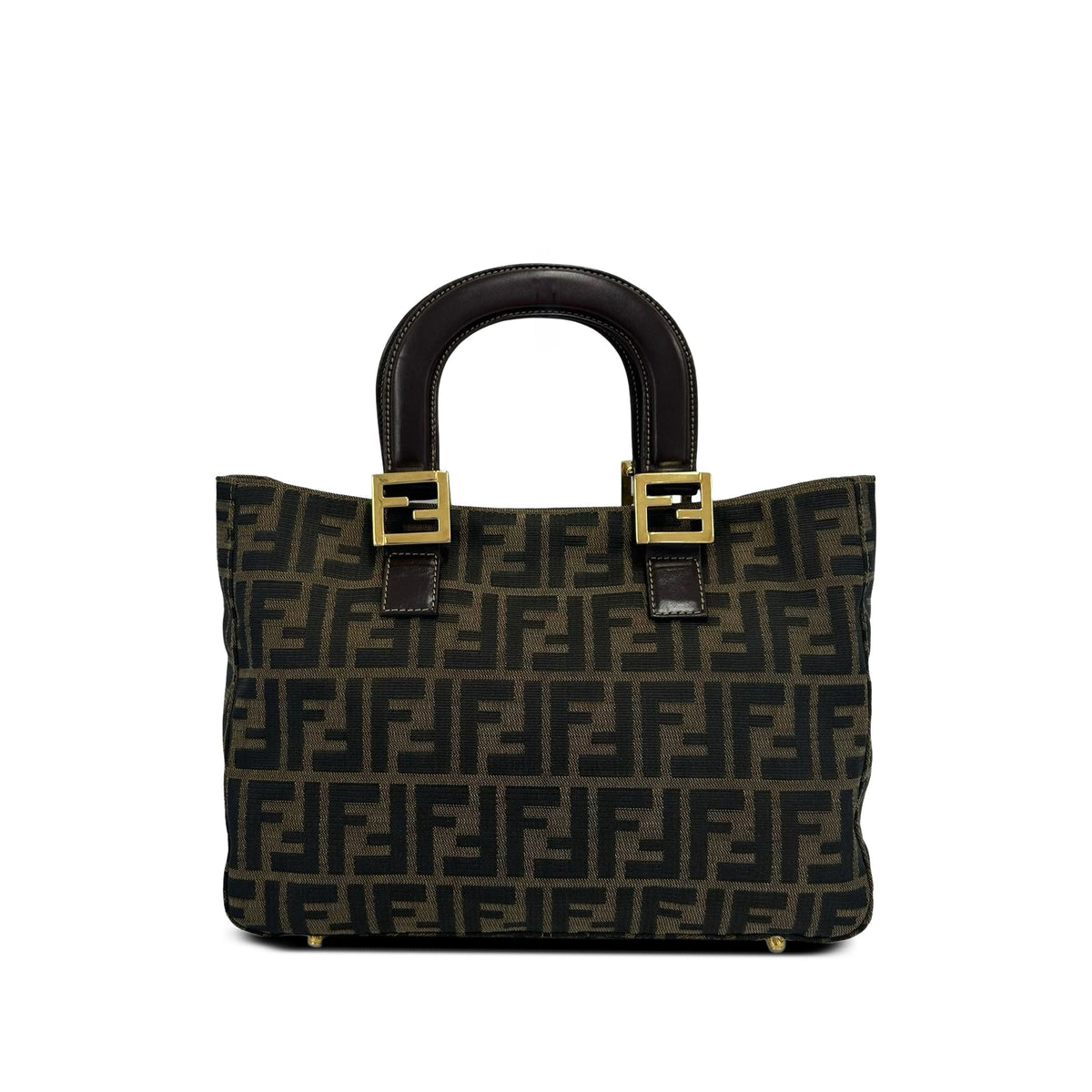 Fendi Zucca Canvas Handle Tote — Brown