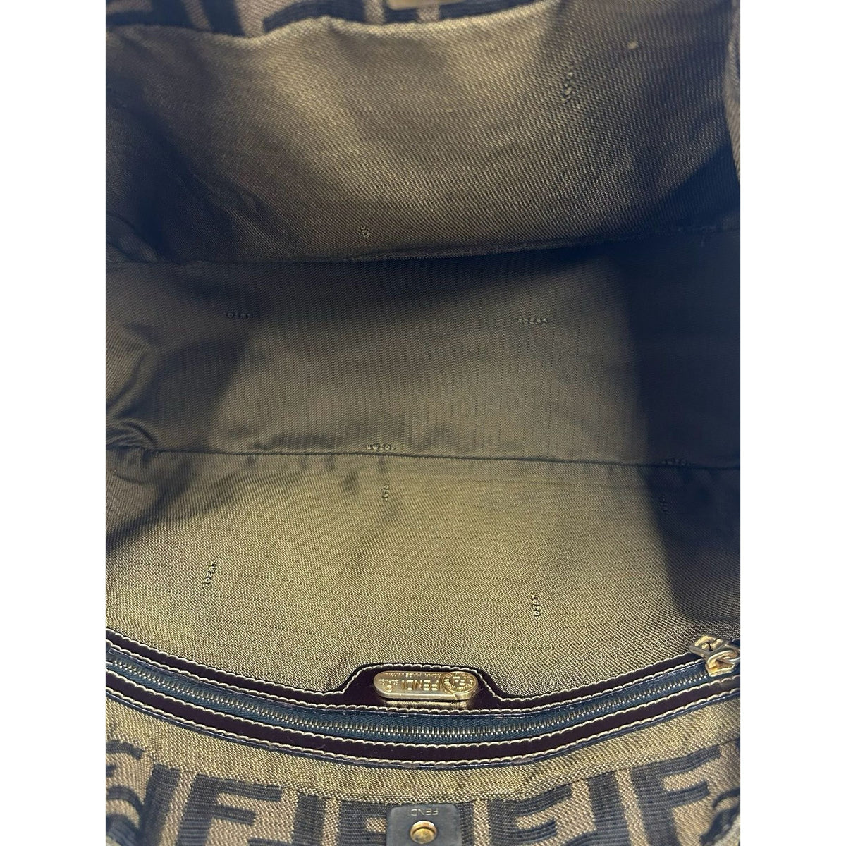 Fendi Zucca Canvas Handle Tote — Brown