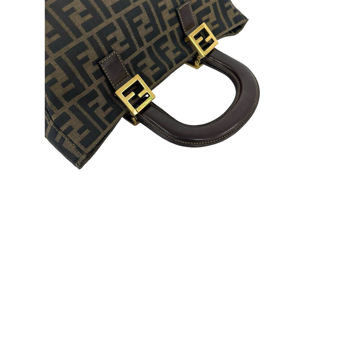 Fendi Zucca Canvas Handle Tote — Brown