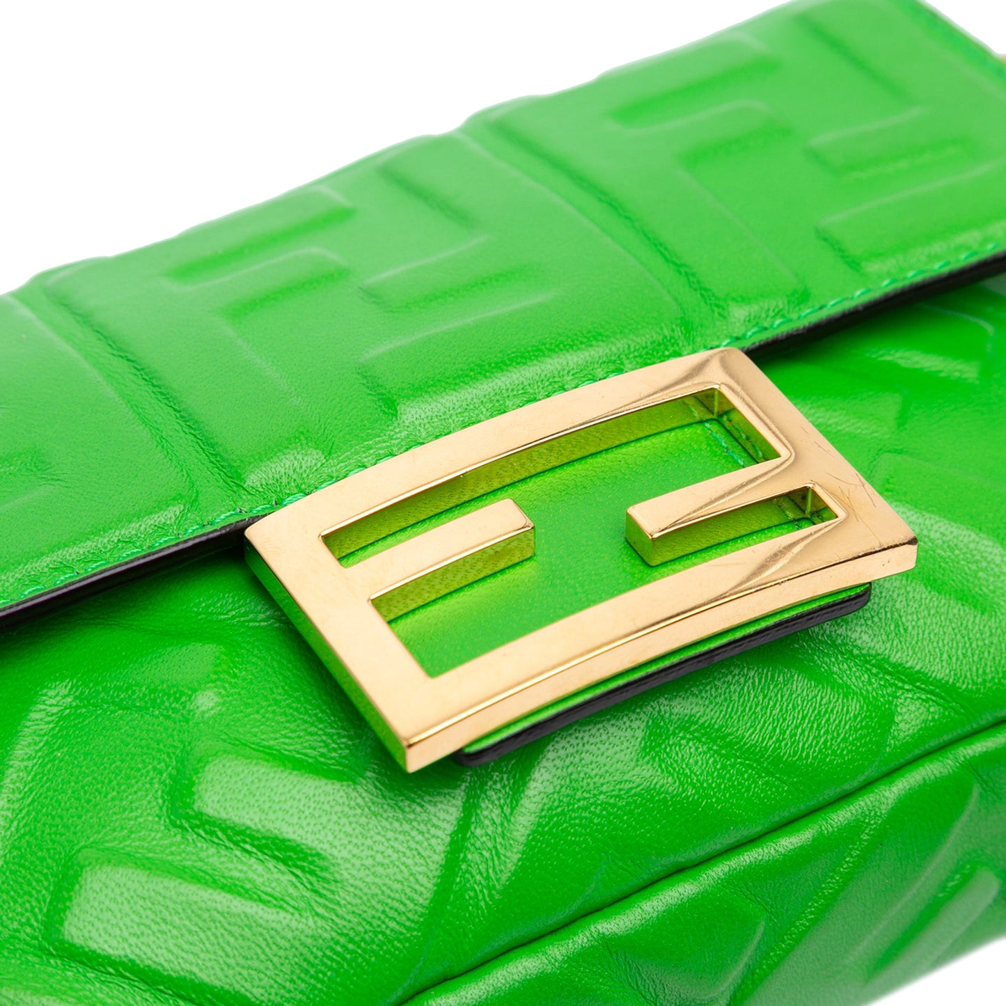 Fendi Mini Zucca Embossed Leather Baguette Satchel