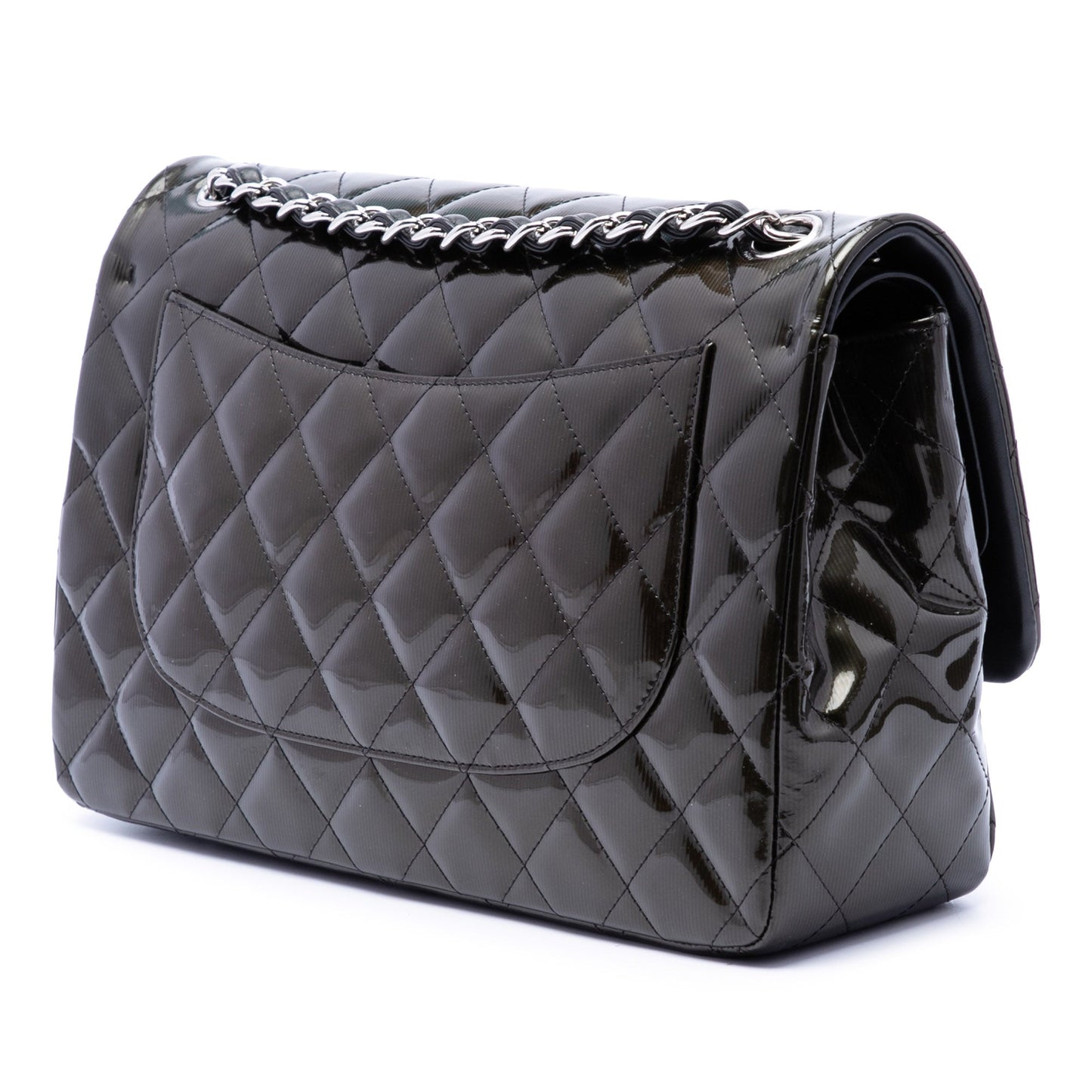 Chanel Jumbo Classic Striated Patent Double Flap
