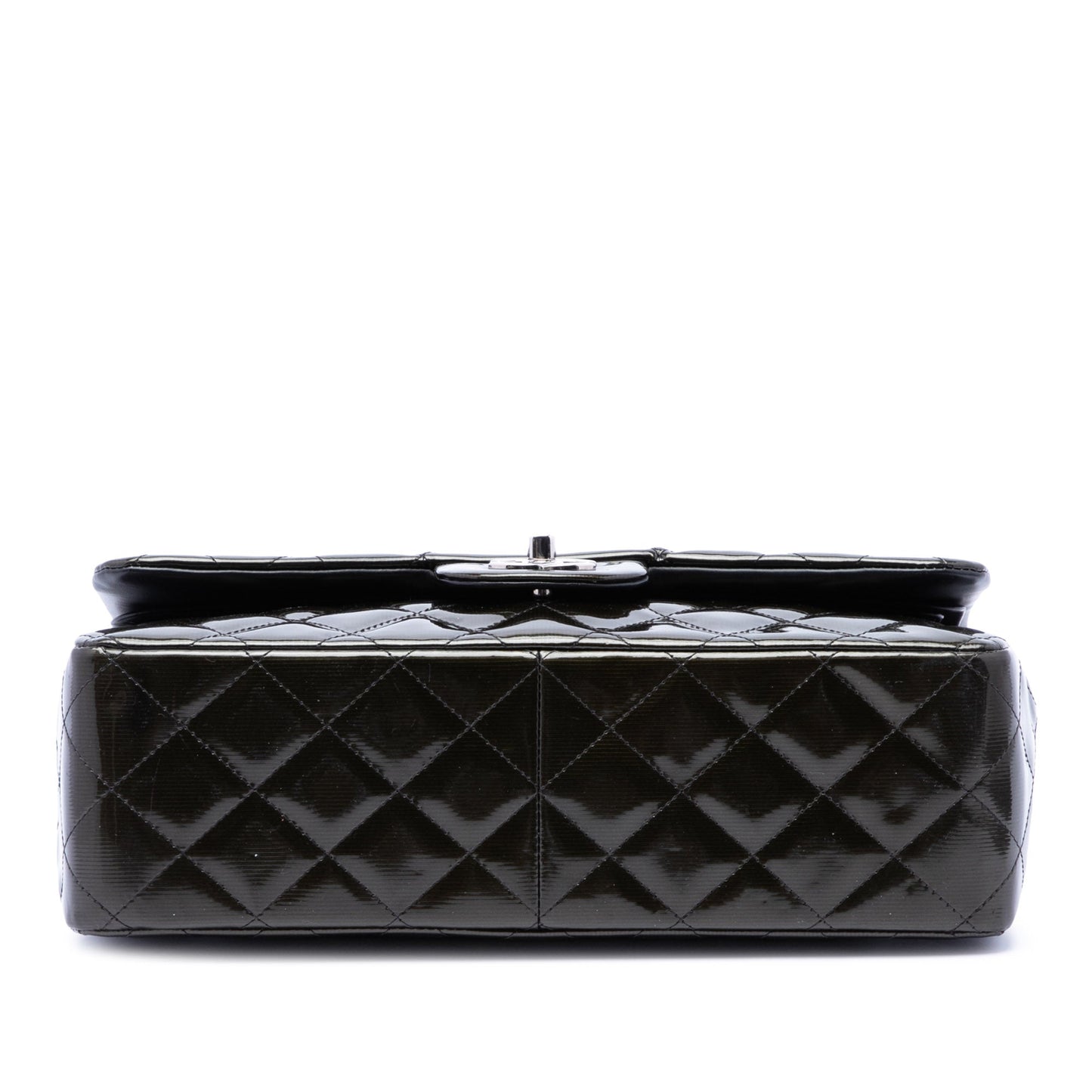 Chanel Jumbo Classic Striated Patent Double Flap