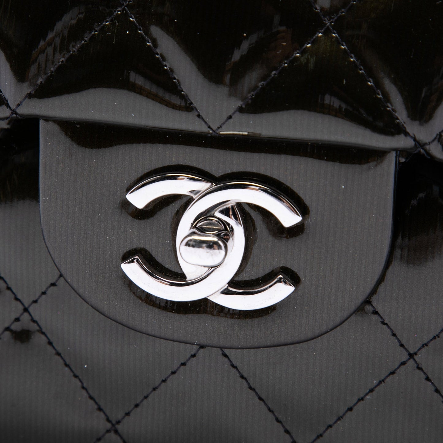 Chanel Jumbo Classic Striated Patent Double Flap
