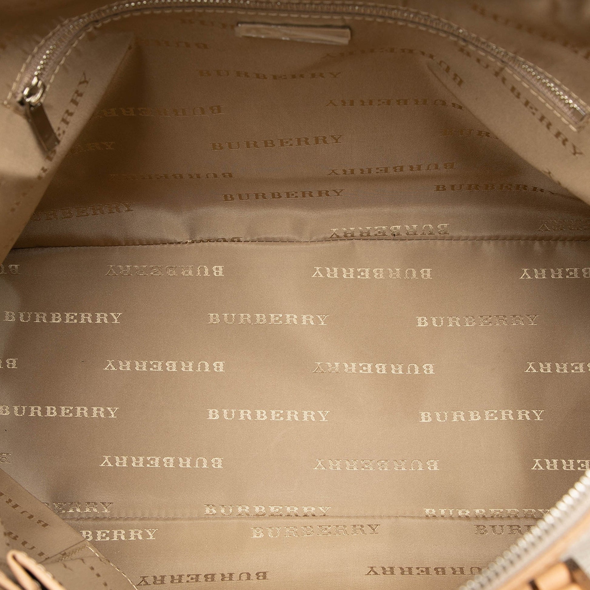 Burberry Leather Trimmed Canvas Dome Satchel