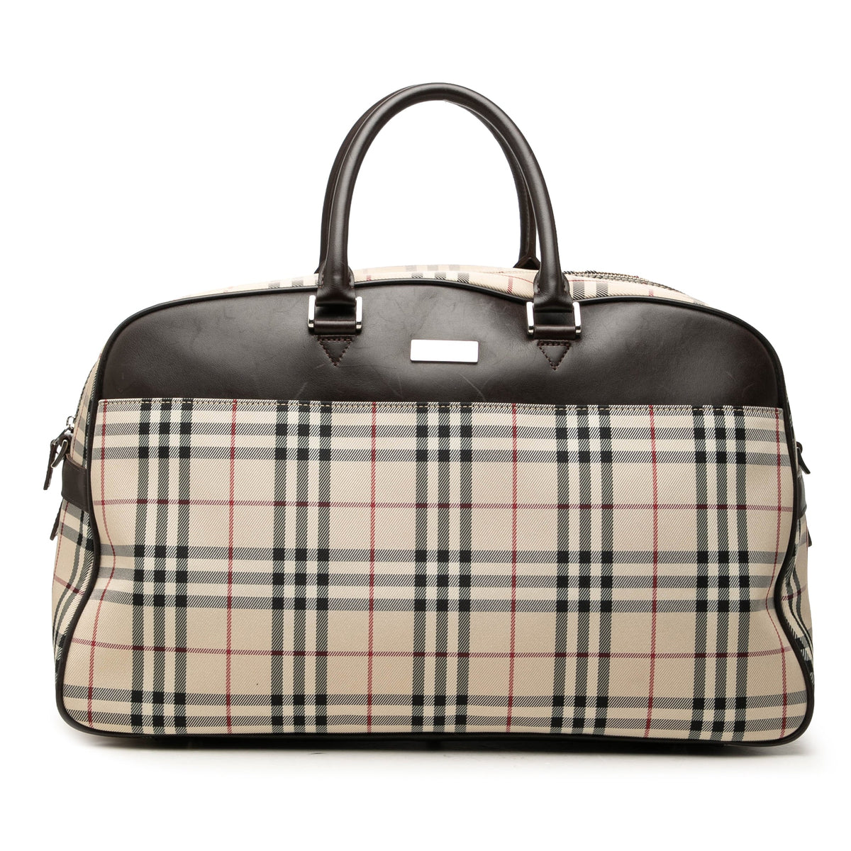 Burberry House Check Canvas Boston Bag — Beige