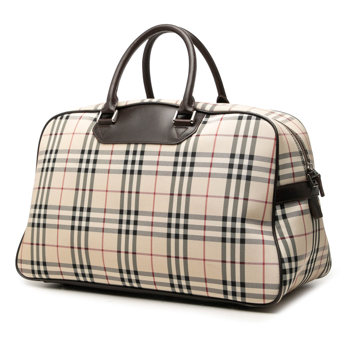 Burberry House Check Canvas Boston Bag — Beige