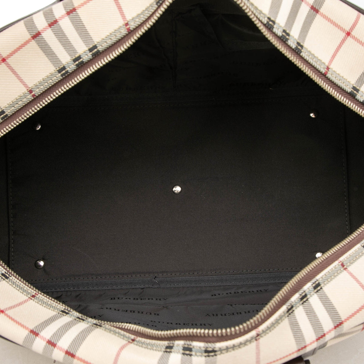 Burberry House Check Canvas Boston Bag — Beige
