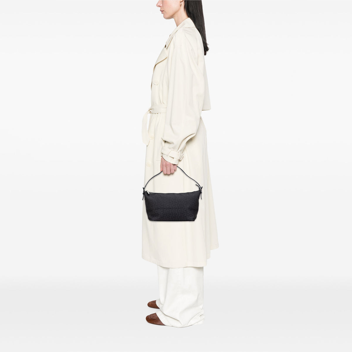Celine C Macadam Canvas Shoulder Bag — Black
