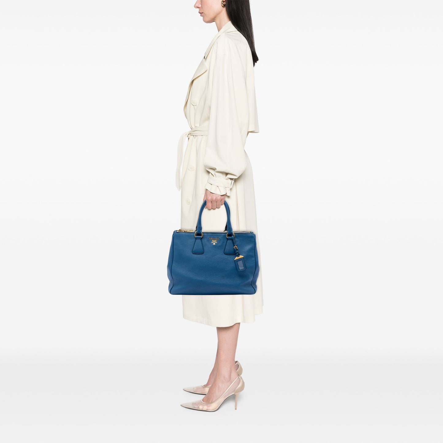 Prada Vitello Daino Double Zip Convertible Tote