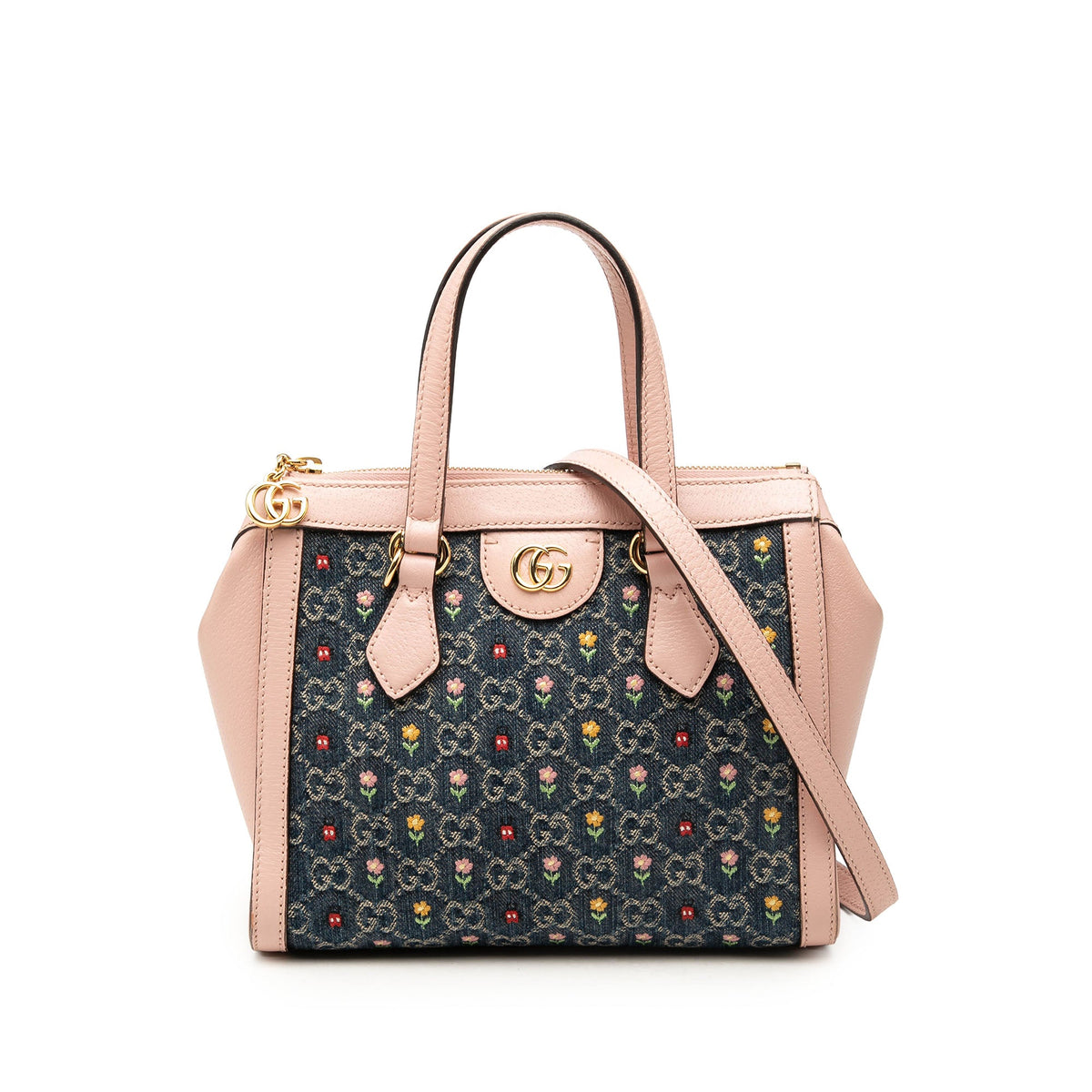 Gucci Small GG Denim Embroidery Ophidia Satchel