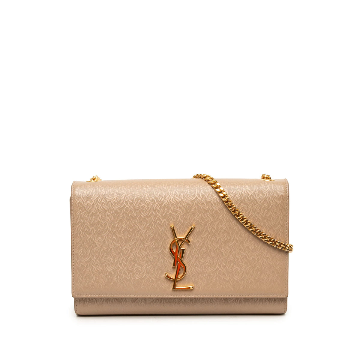 Saint Laurent Medium Grain De Poudre Monogram Kate Crossbody — Beige