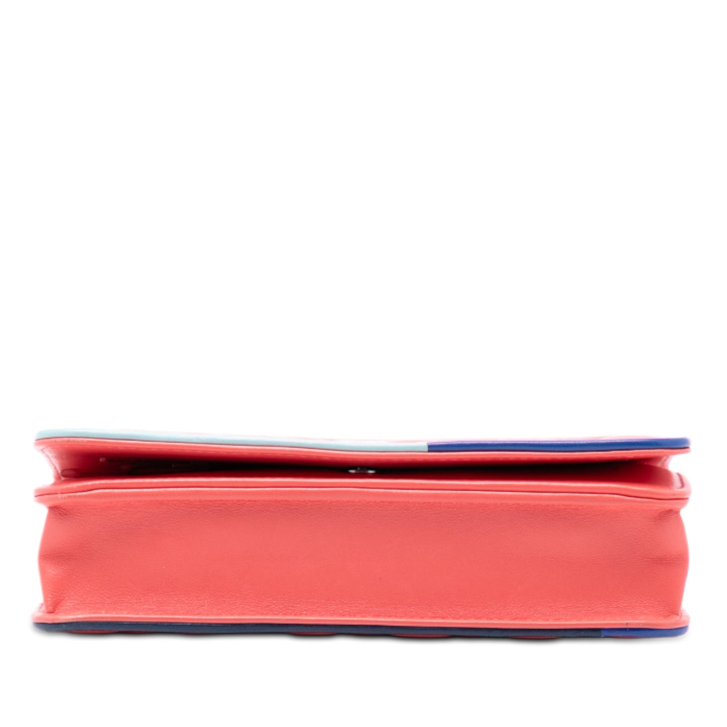 Chanel CC Quilted Lambskin Multicolor Border Full Flap Wallet on Chain