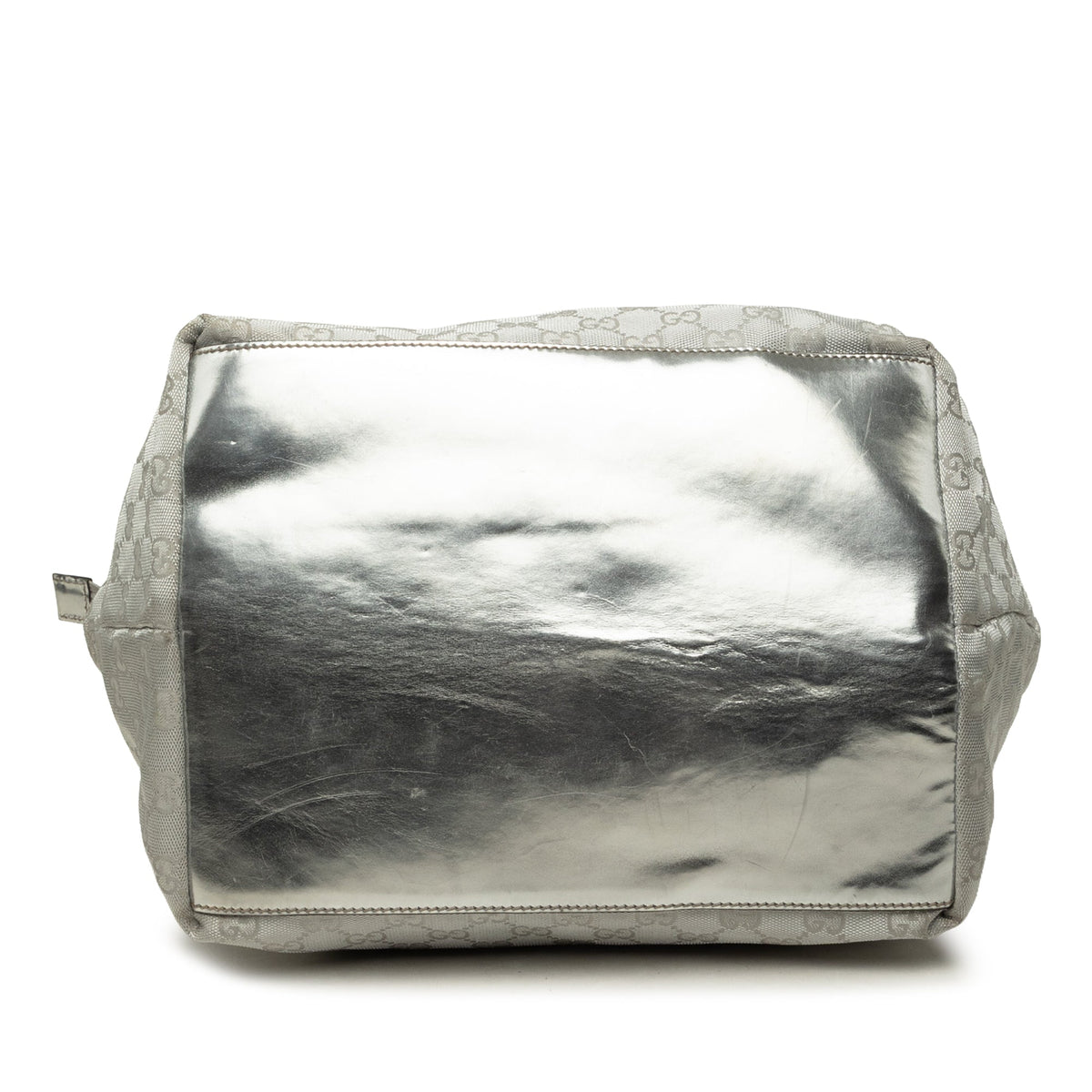 Gucci GG Canvas Web Tote — Silver