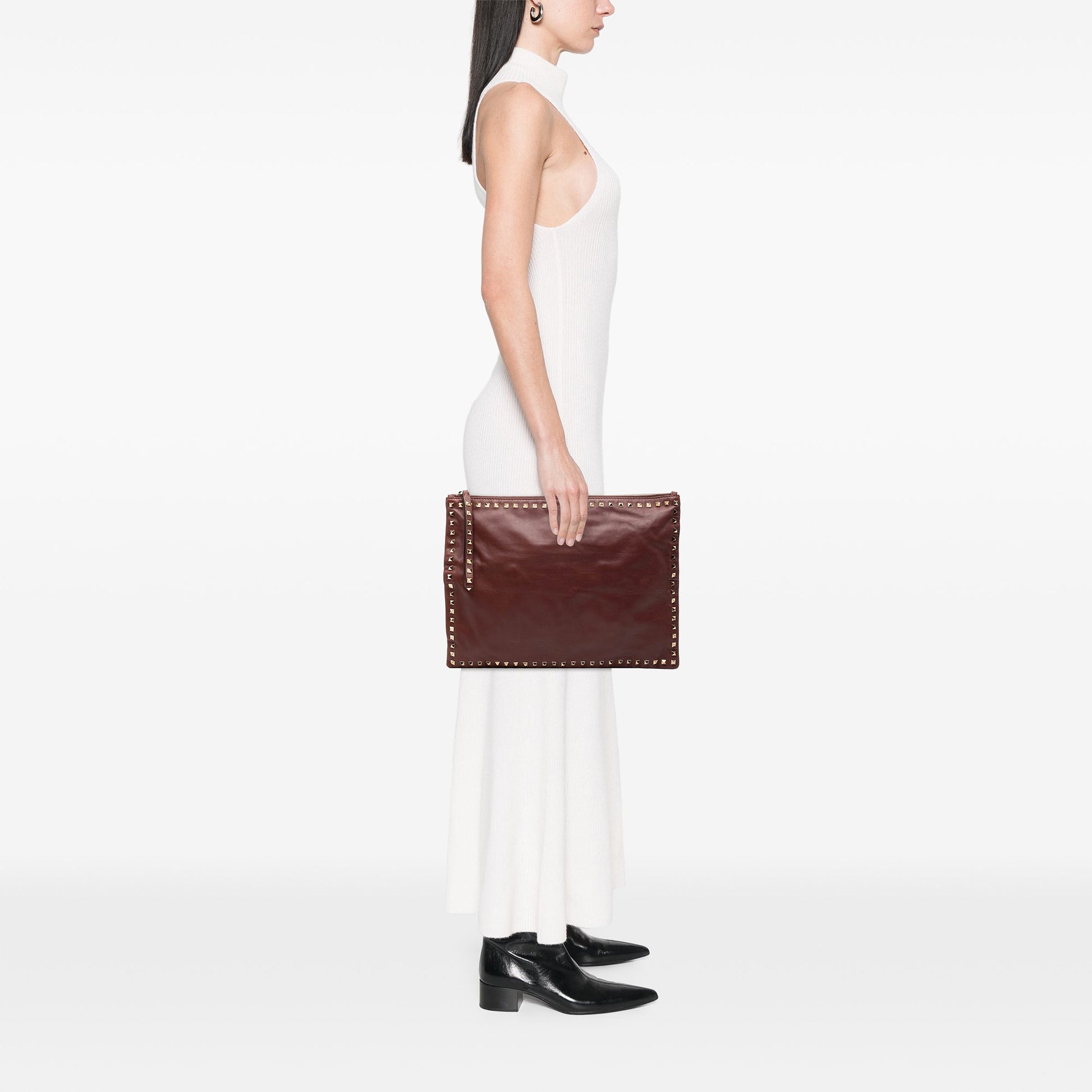 Valentino Large Leather Rockstud Clutch