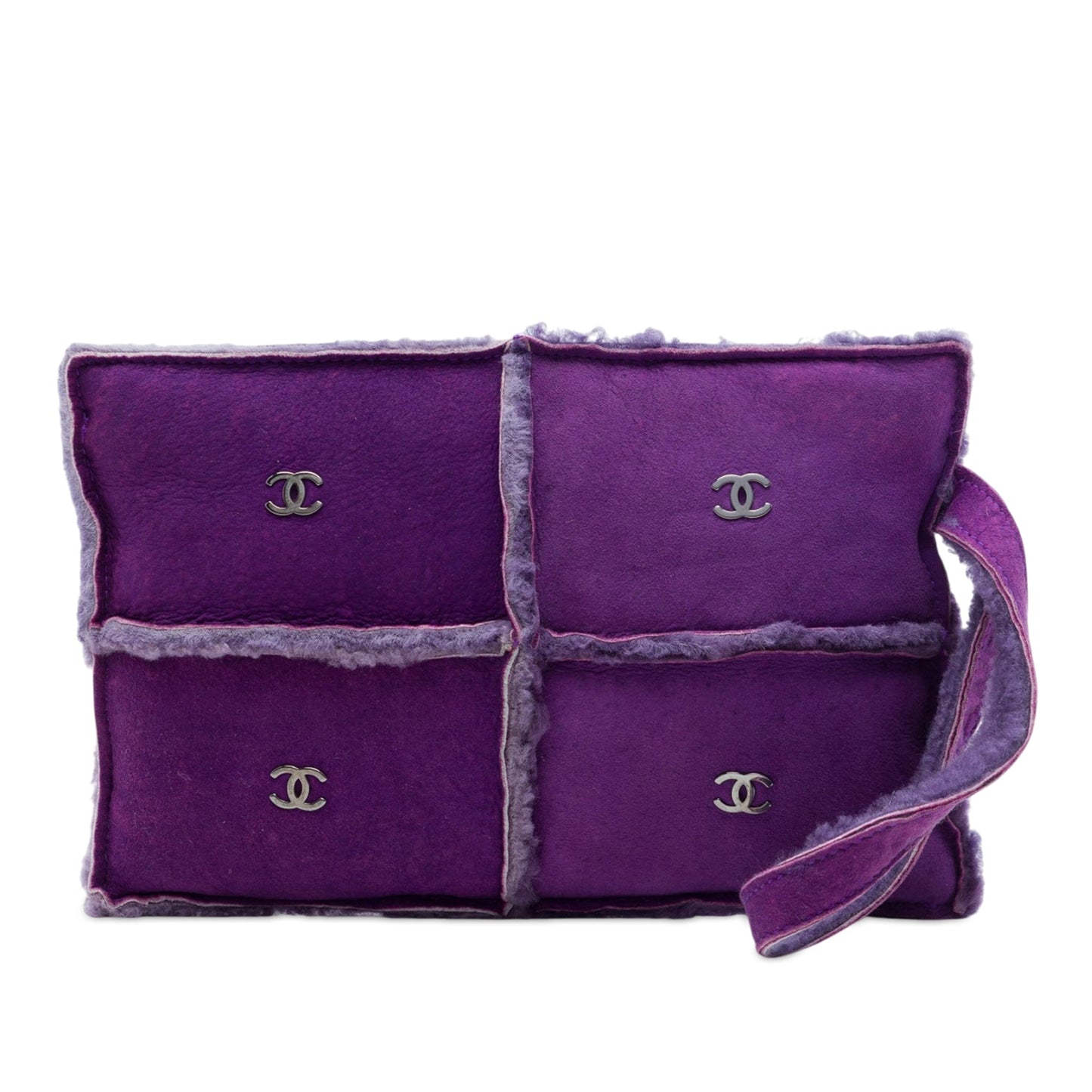 Chanel CC Suede and Shearling Clutch