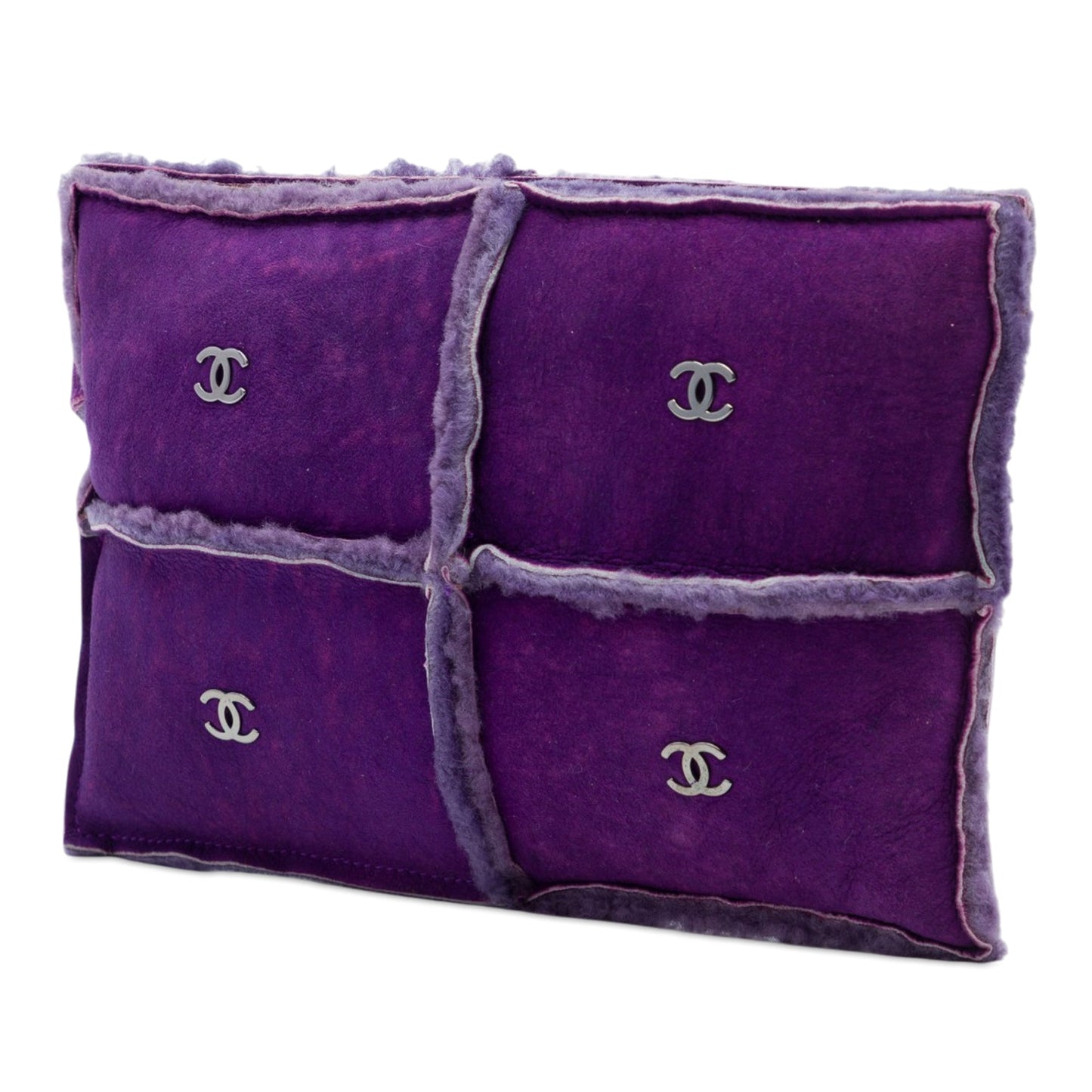 Chanel CC Suede and Shearling Clutch