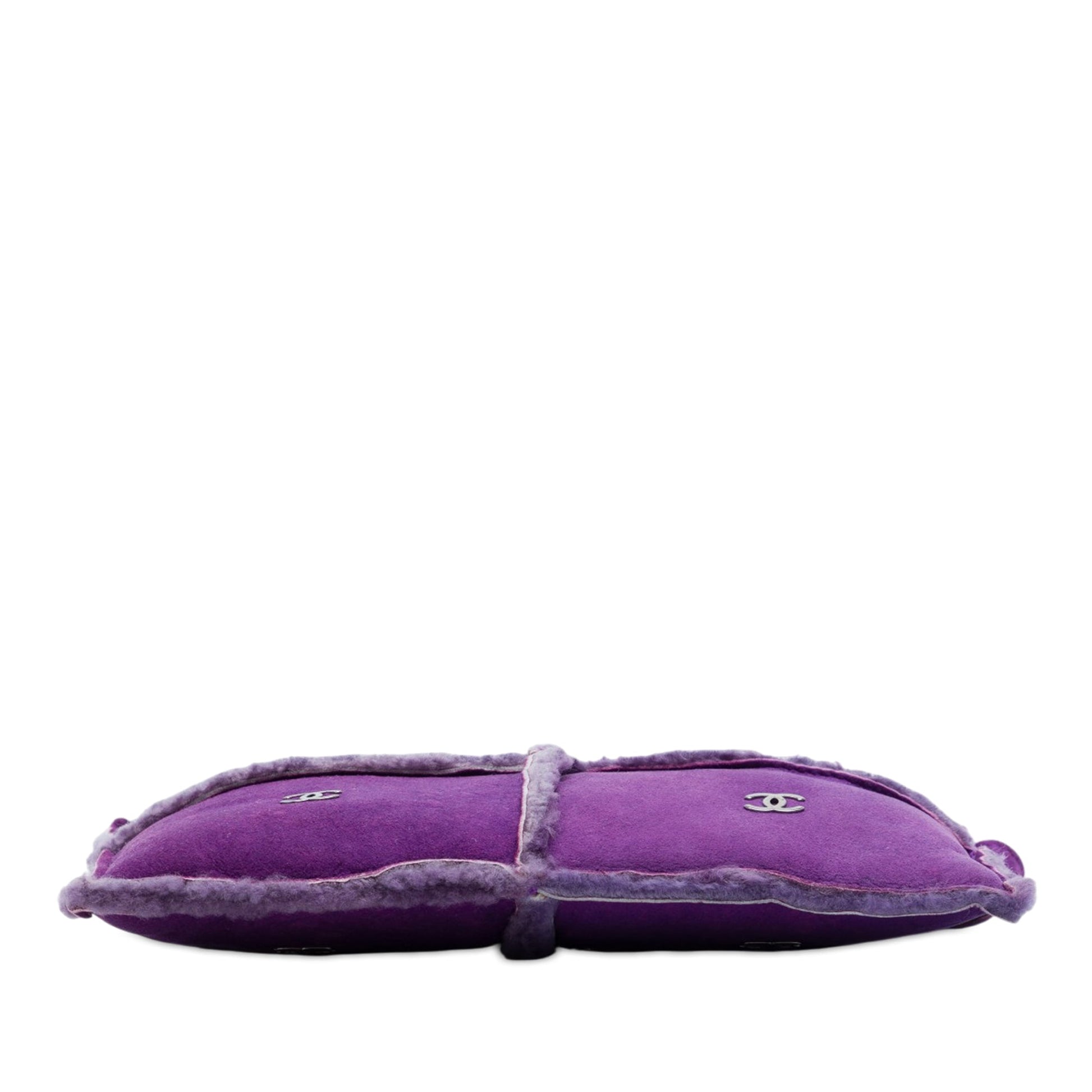 Chanel CC Suede and Shearling Clutch