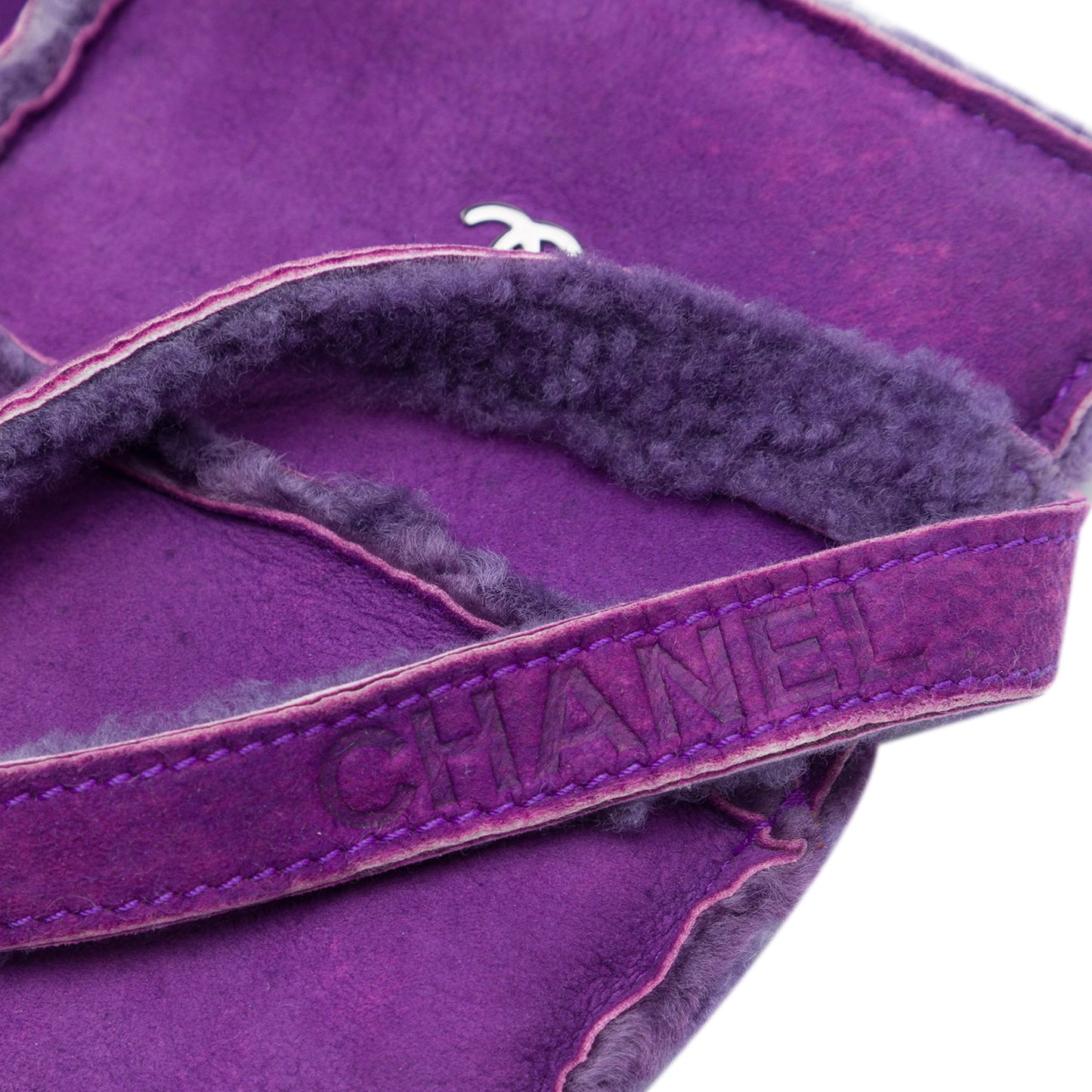 Chanel CC Suede and Shearling Clutch