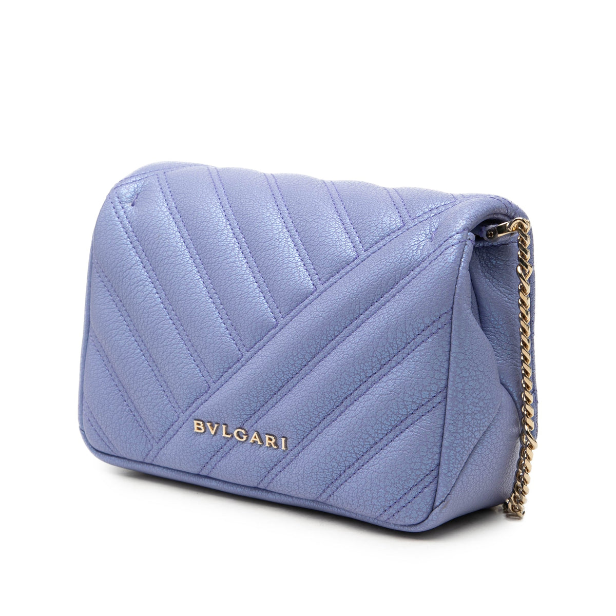 Bvlgari Leather Serpenti Cabochon Chain Crossbody — Purple