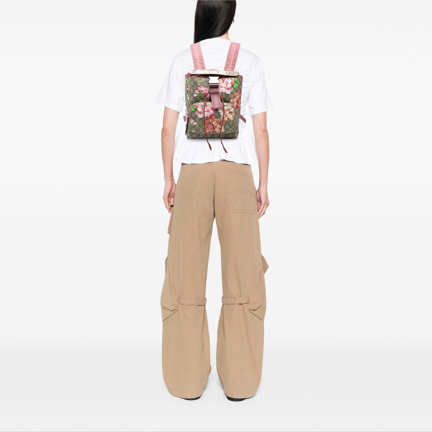 Gucci Small GG Supreme Blooms Single Buckle Backpack
